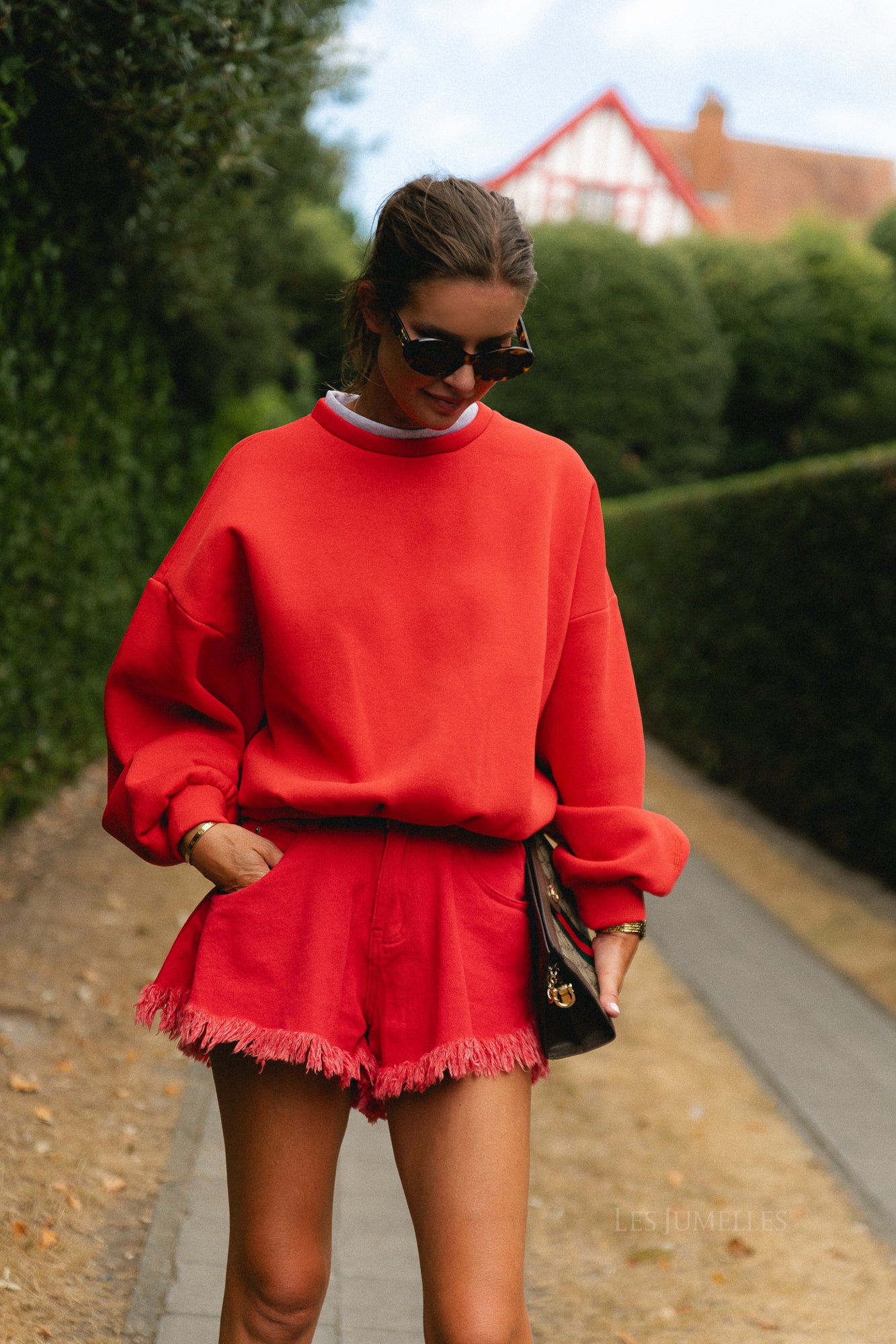 Anna sweater red/light grey