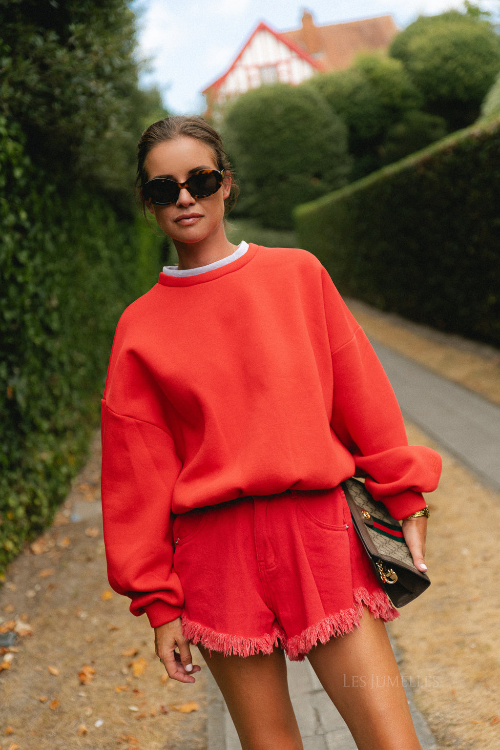 Anna sweater red/light grey