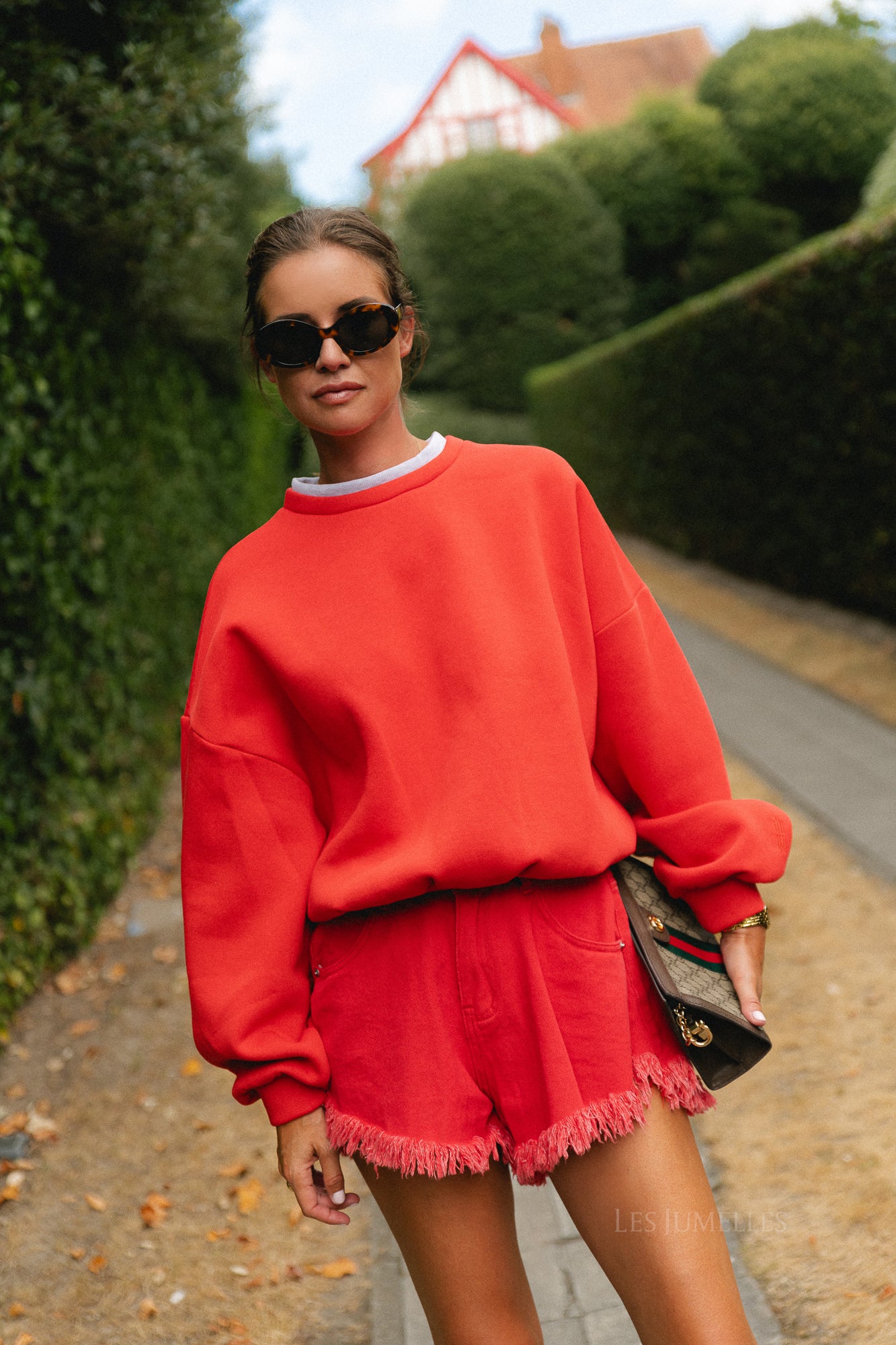 Anna sweater red/light grey