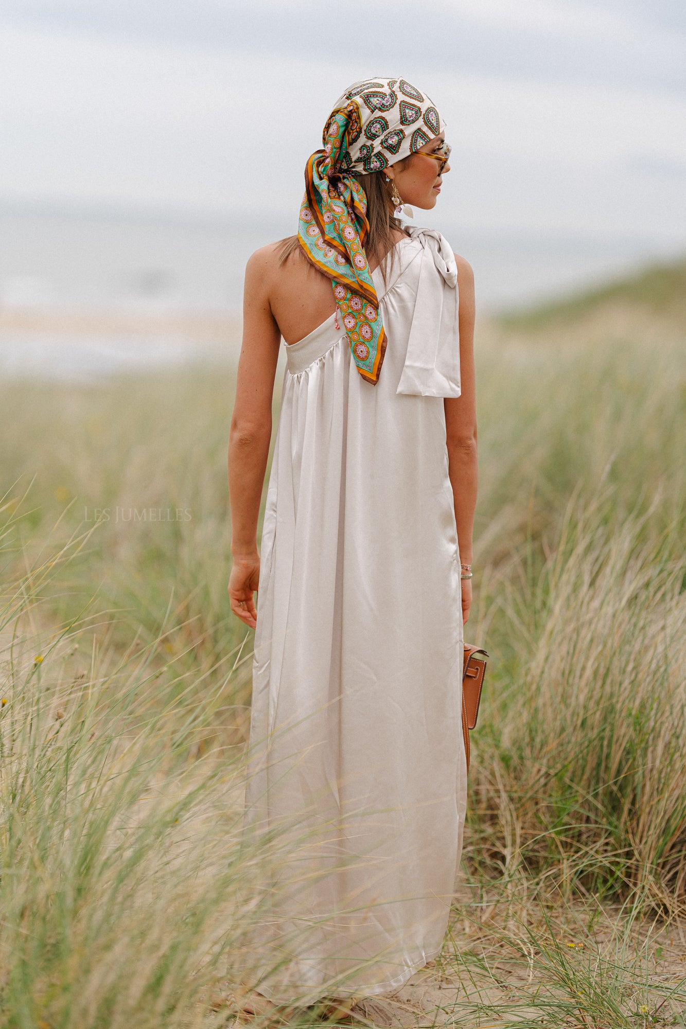 Emma one shoulder maxi-jurk seashell