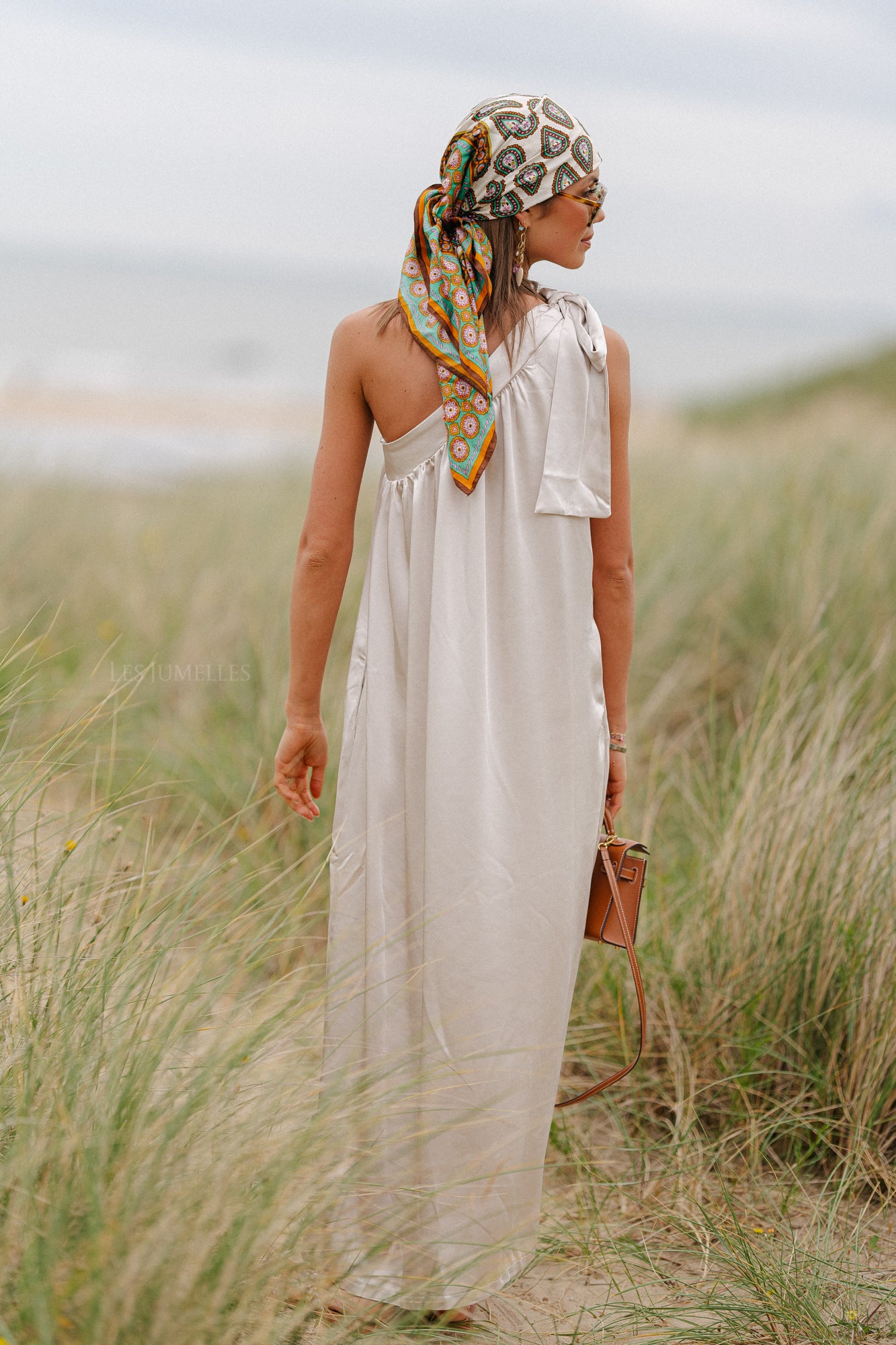 Emma one shoulder maxi-jurk seashell