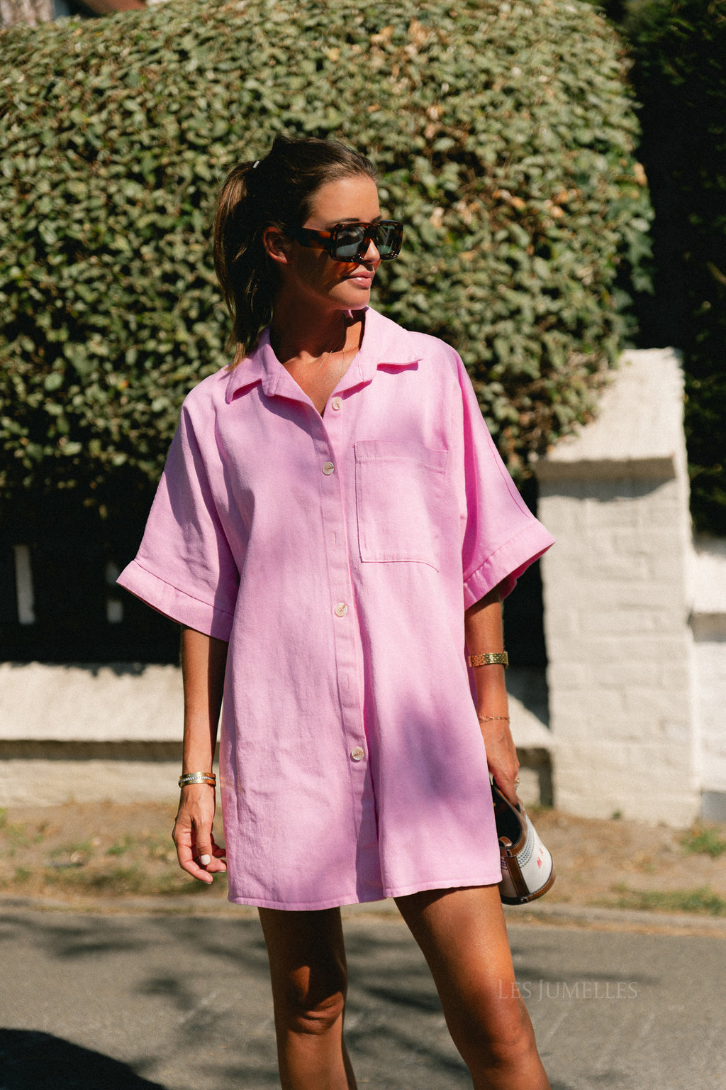 Anissa denim dress pink