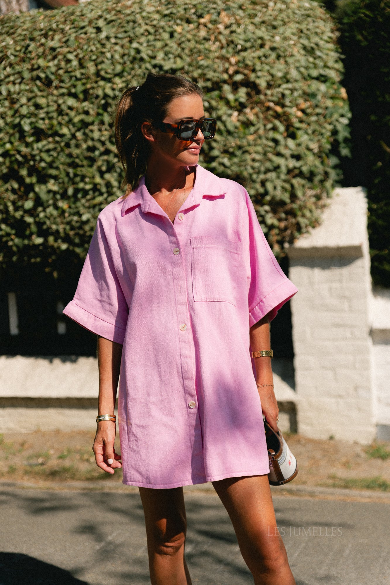 Anissa denim dress pink
