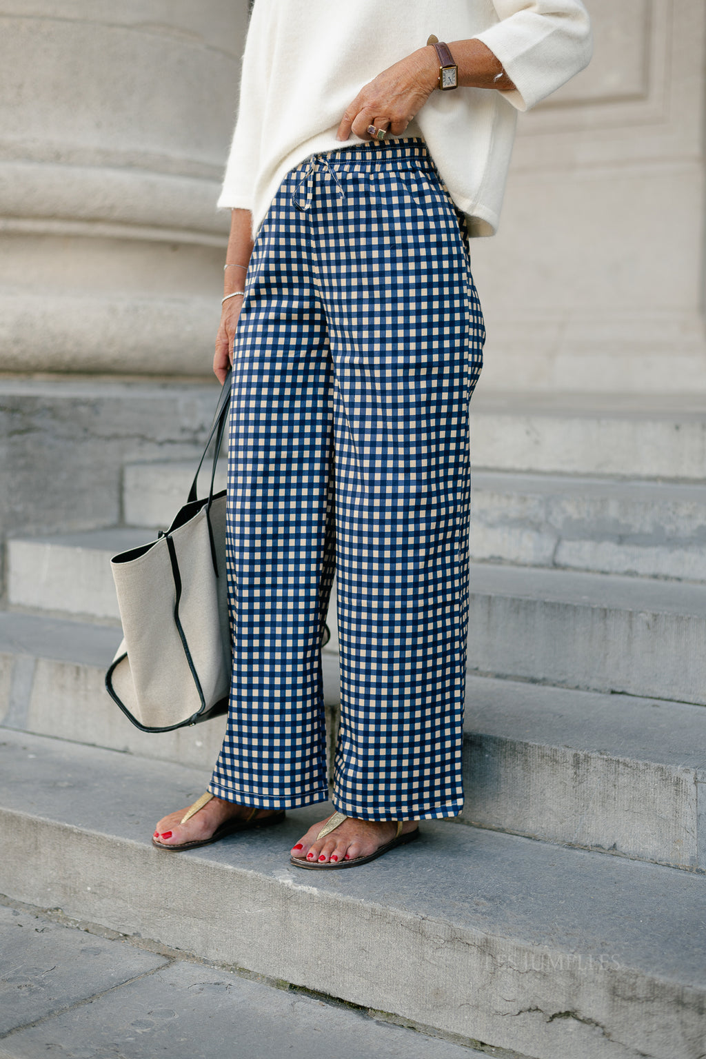 Nyla checkered pants dark sapphire