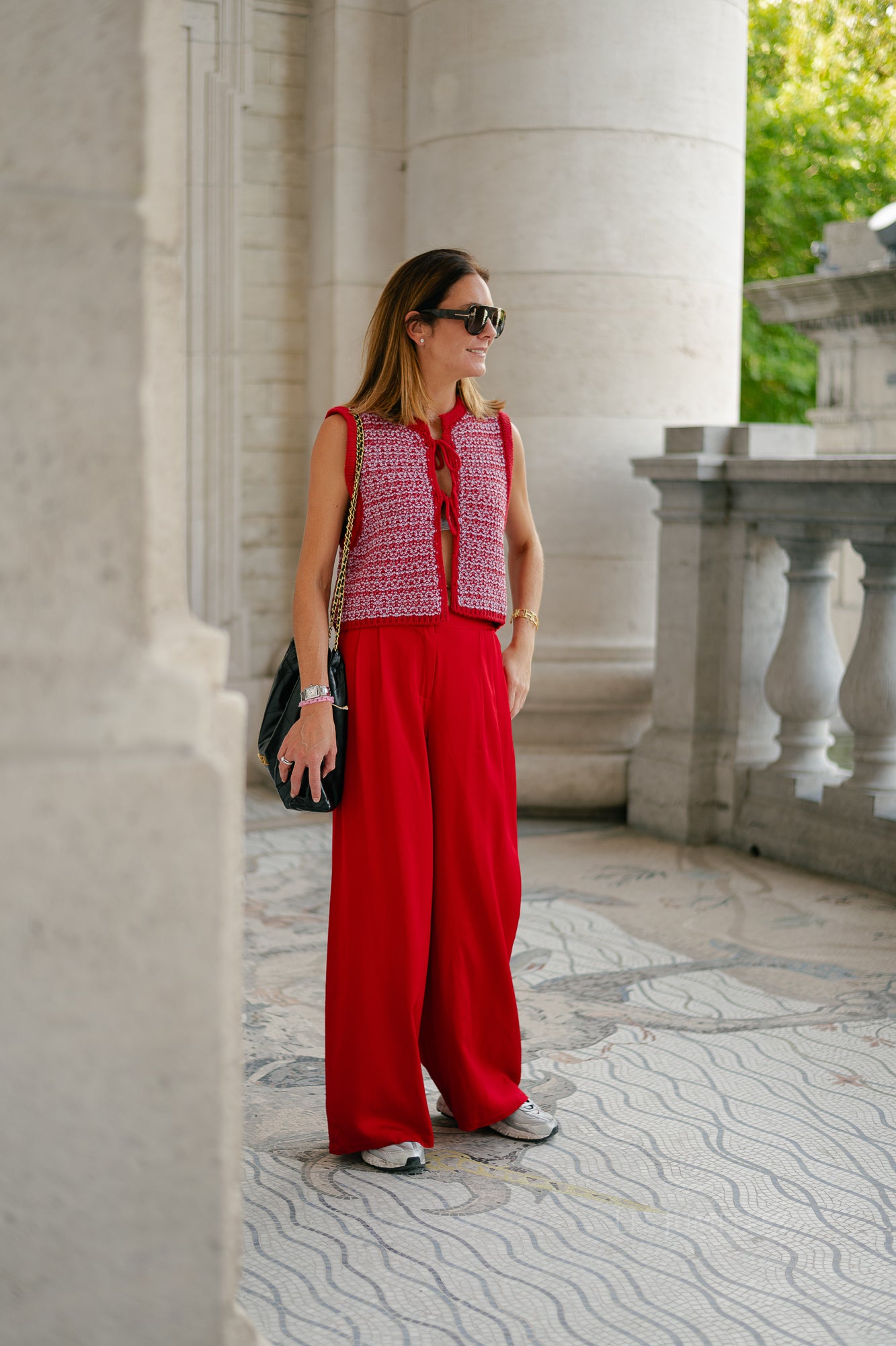 Alize knitted tie top red/lilac