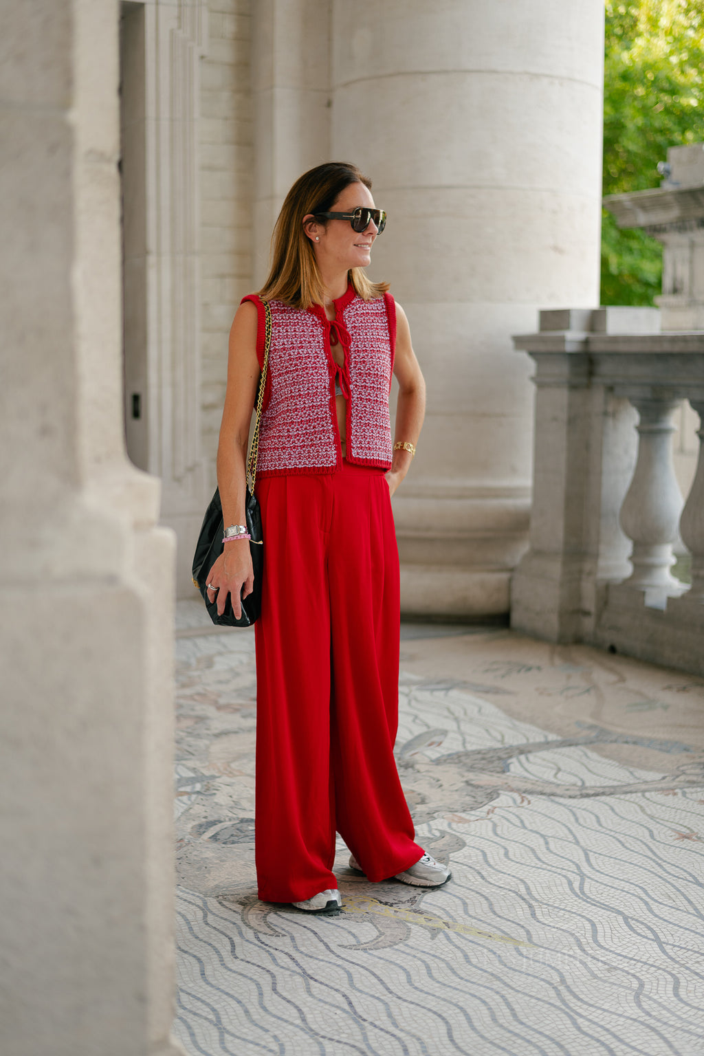 Alize knitted tie top red/lilac