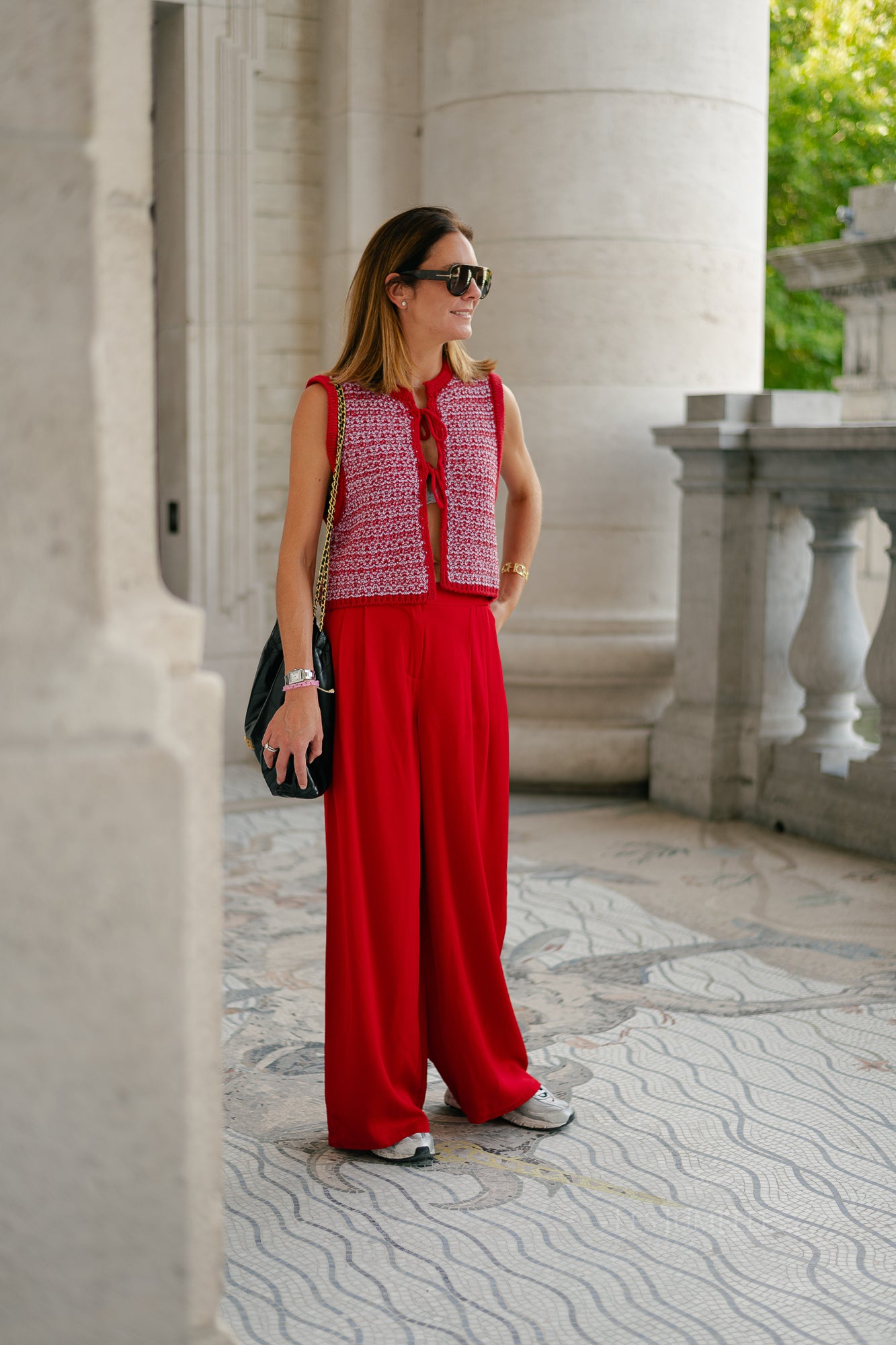 Alize knitted tie top red/lilac