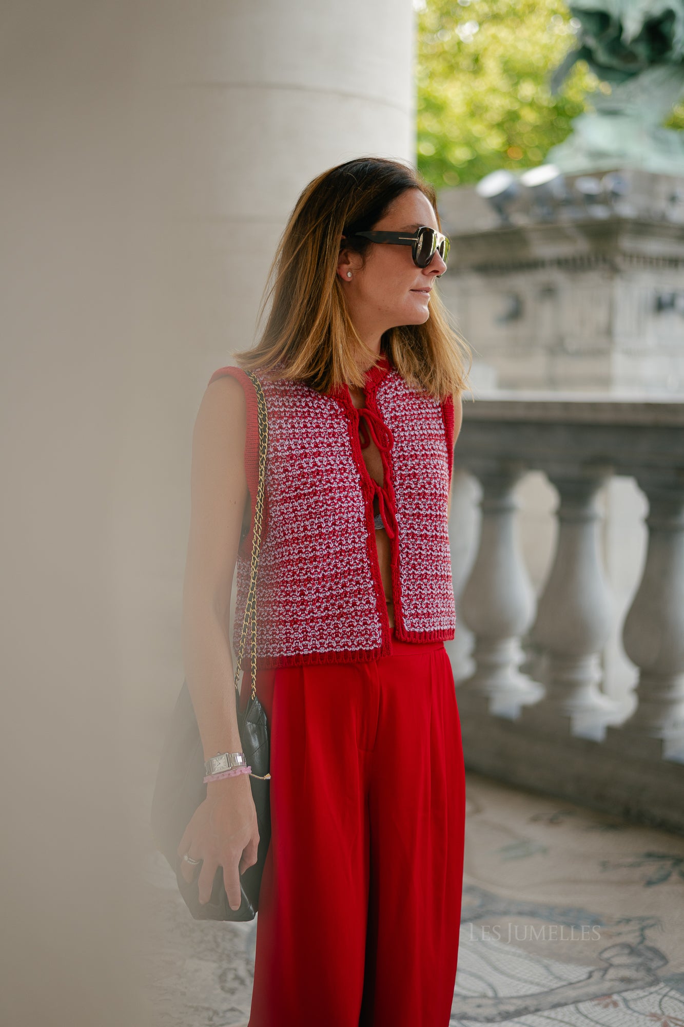 Alize knitted tie top red/lilac