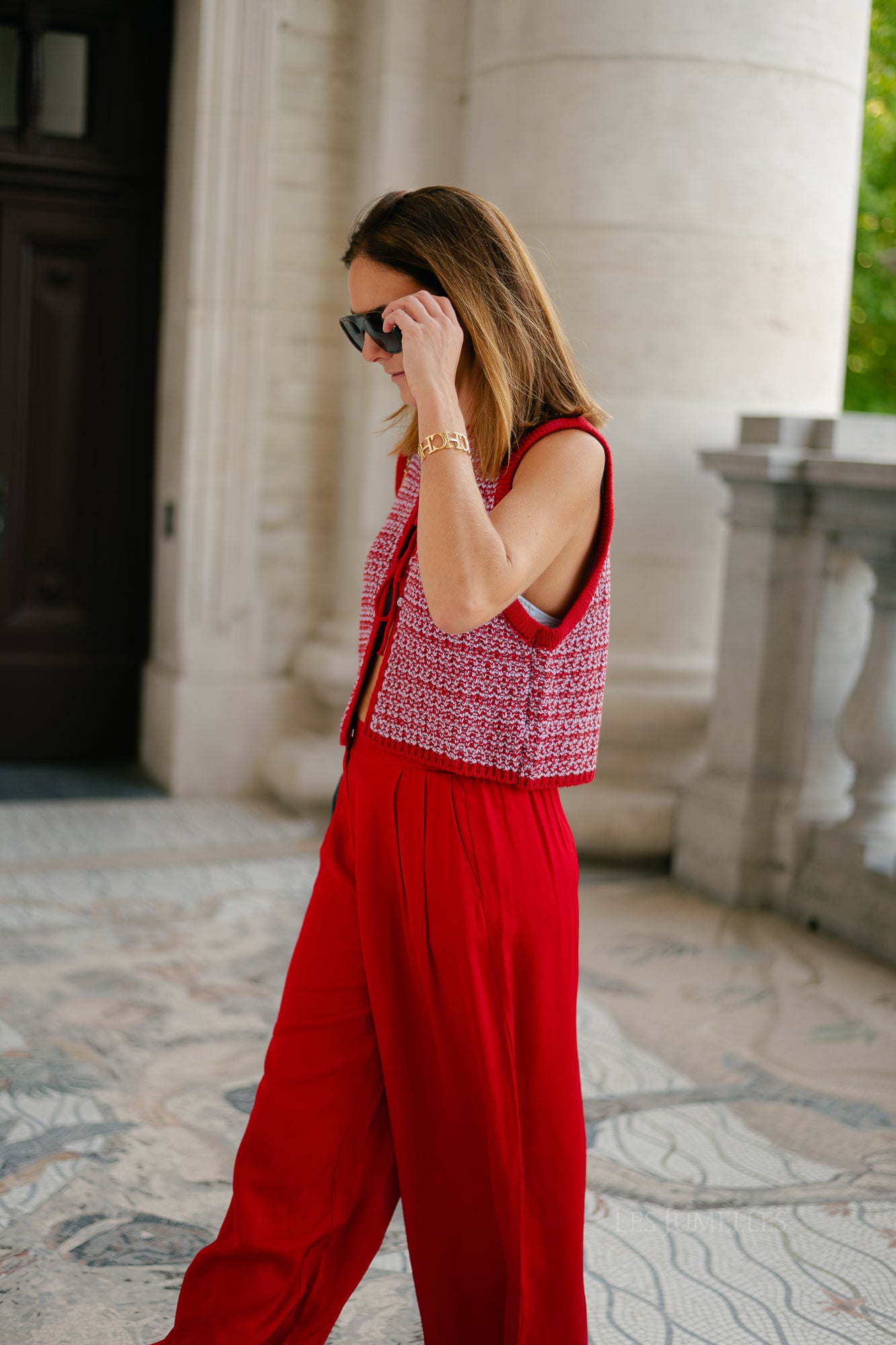 Alize knitted tie top red/lilac