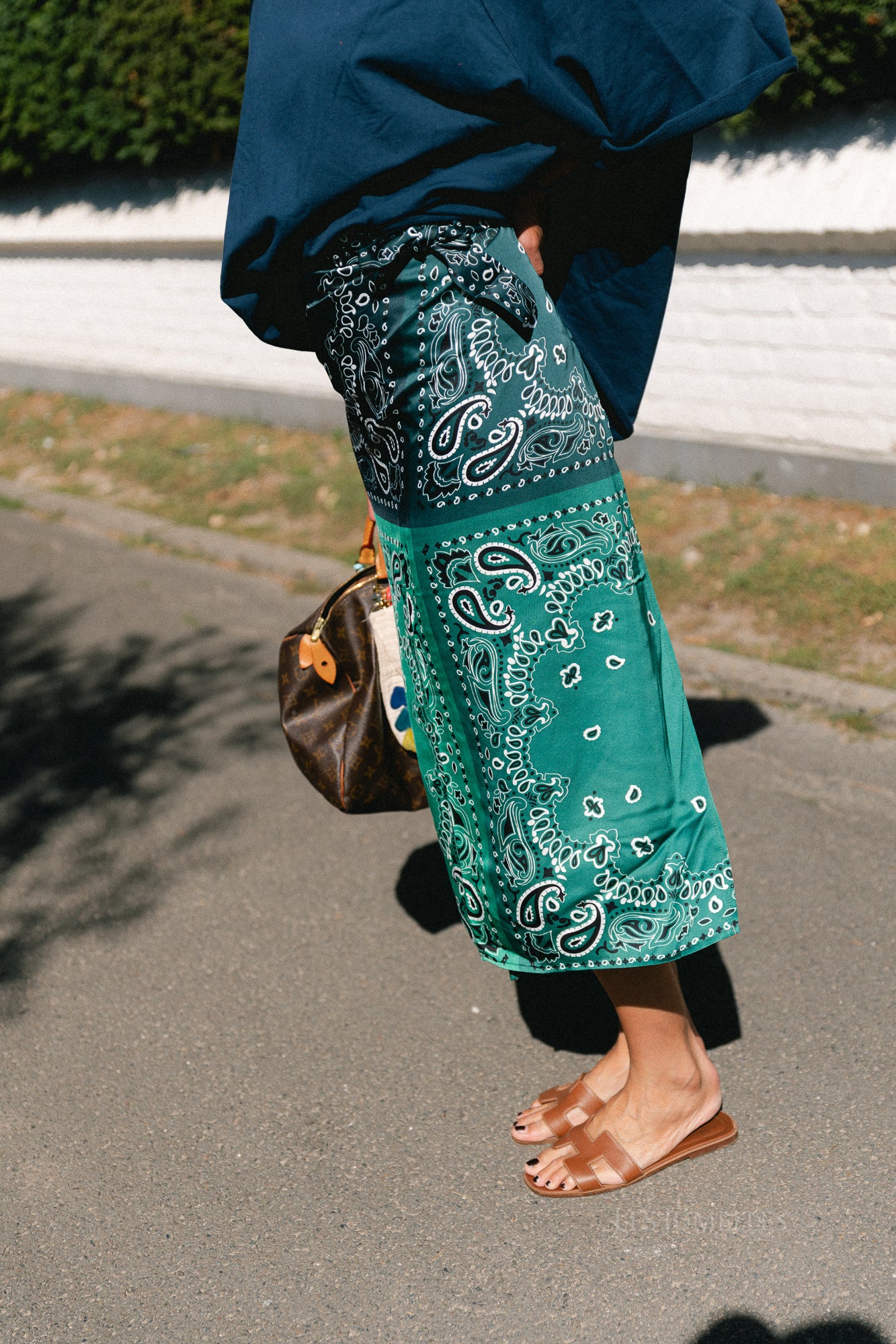 Evie wrap skirt paisley print green