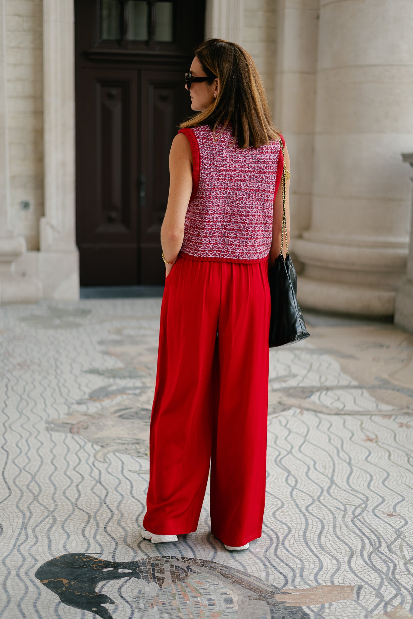 Alize knitted tie top red/lilac