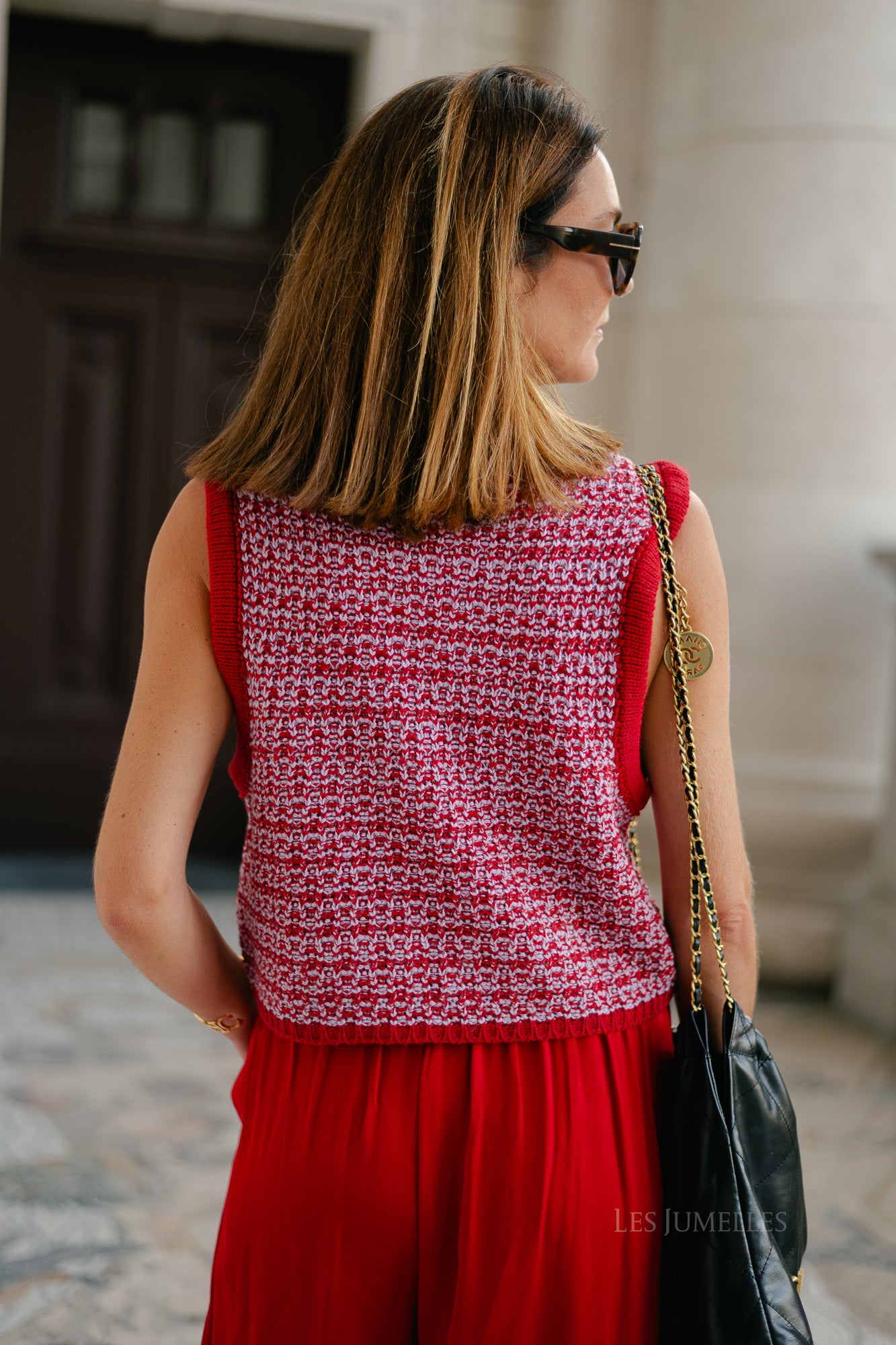 Alize knitted tie top red/lilac