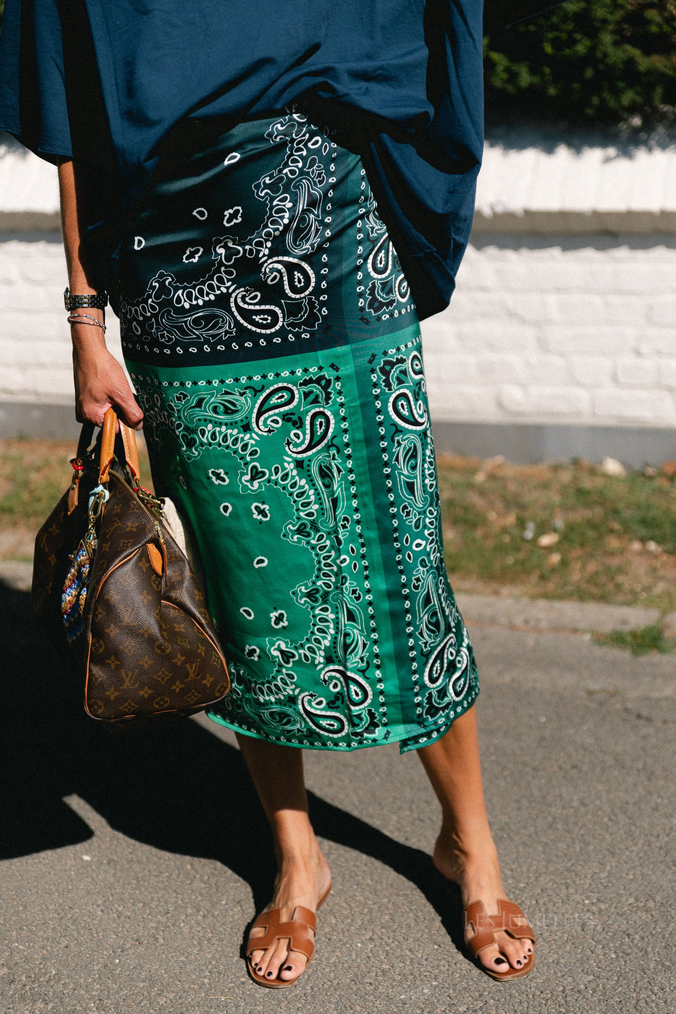 Evie wrap skirt paisley print green