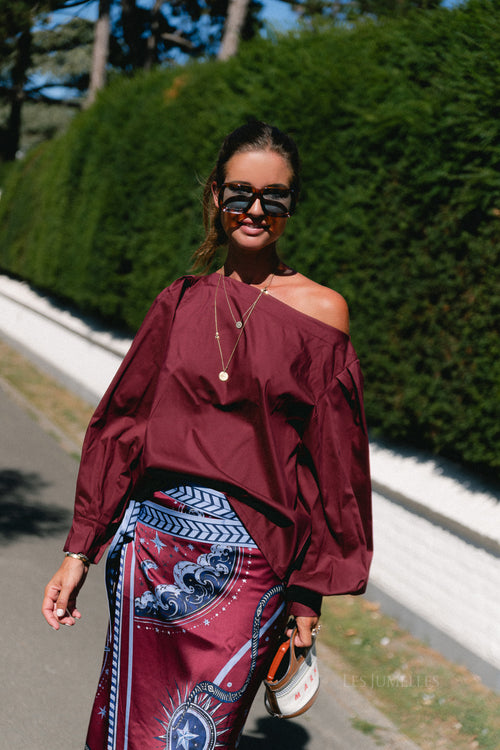 Hannah off-shoulder blouse burgundy