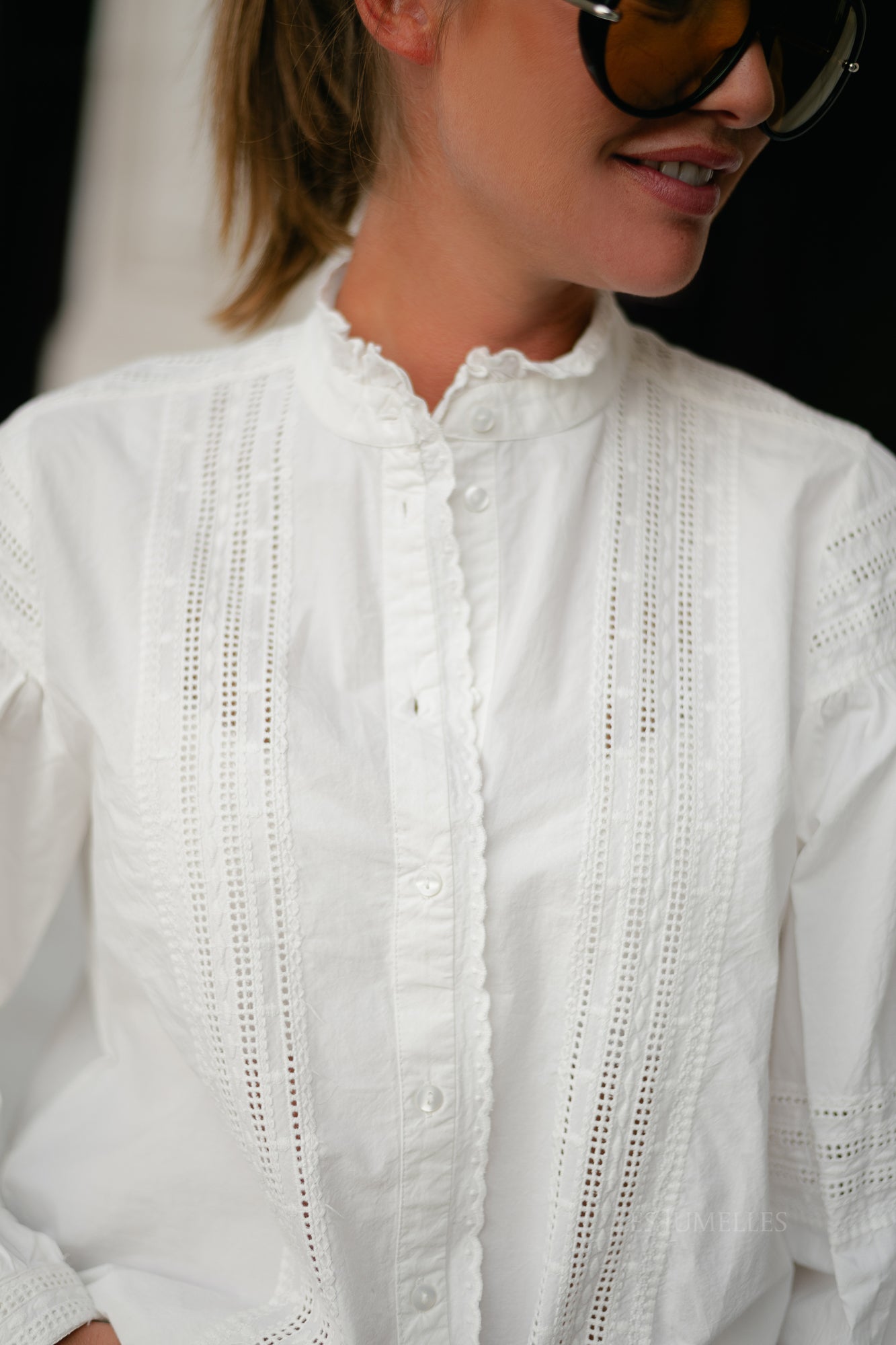 ROUCarolina LS china collar shirt cloud dancer