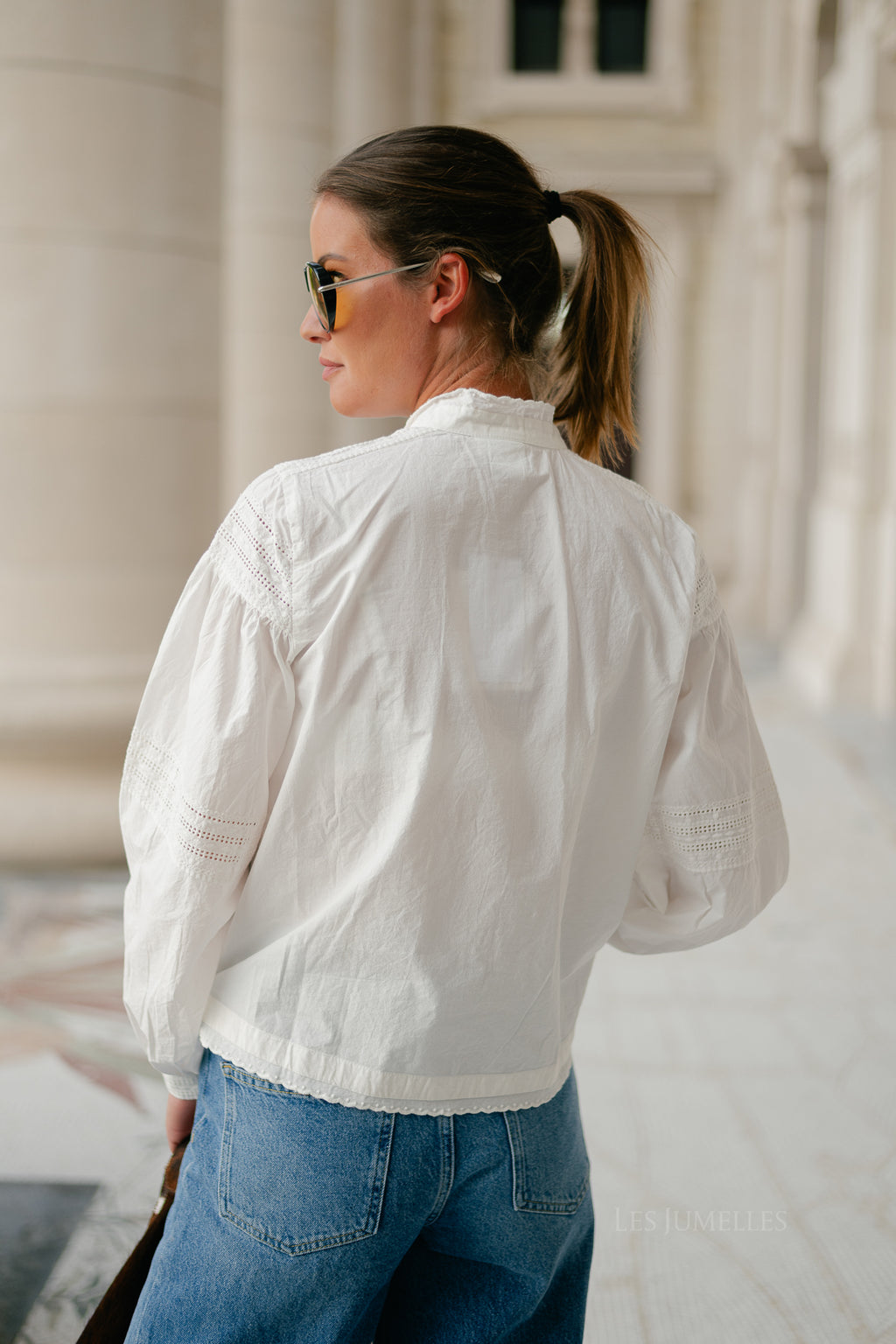 ROUCarolina LS china collar shirt cloud dancer