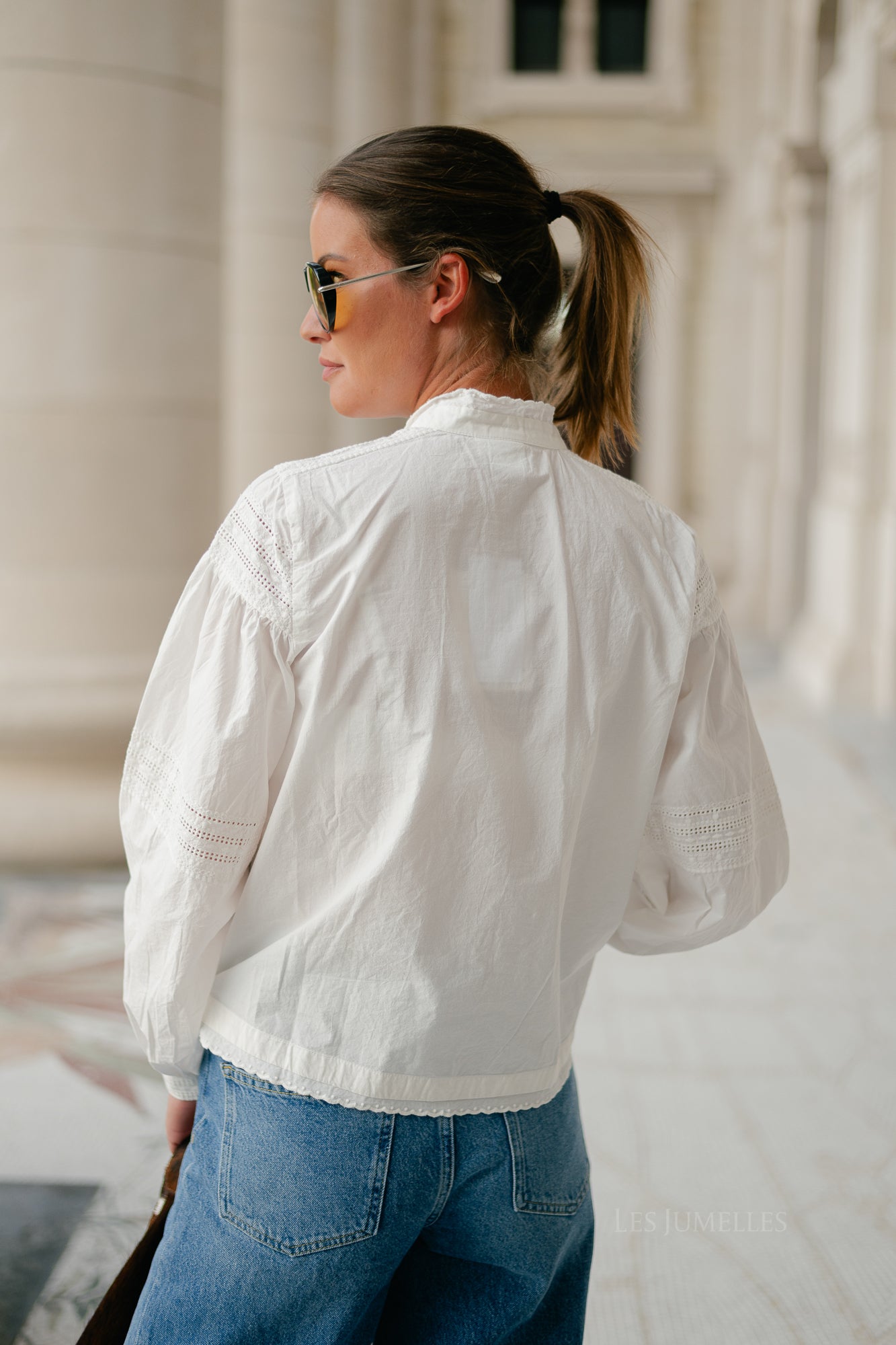ROUCarolina LS china collar shirt cloud dancer