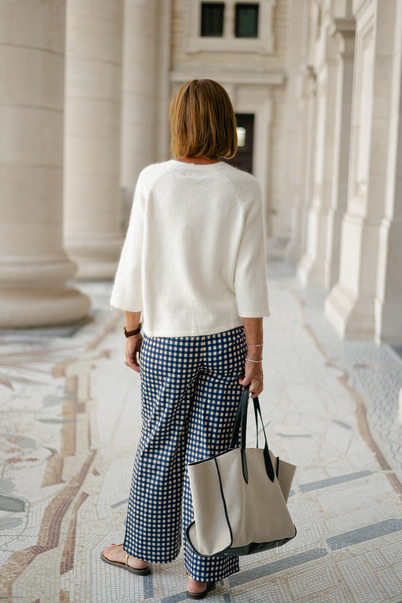 Nyla checkered pants dark sapphire