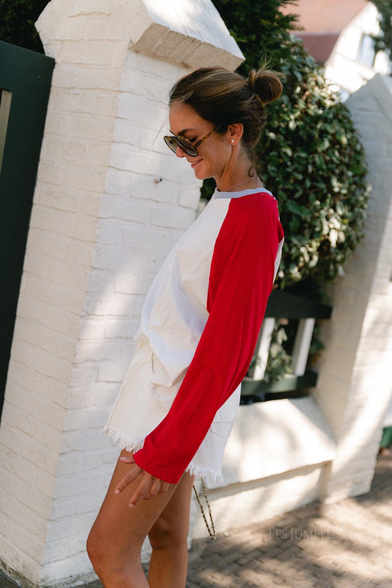 Marie LS shirt white/red