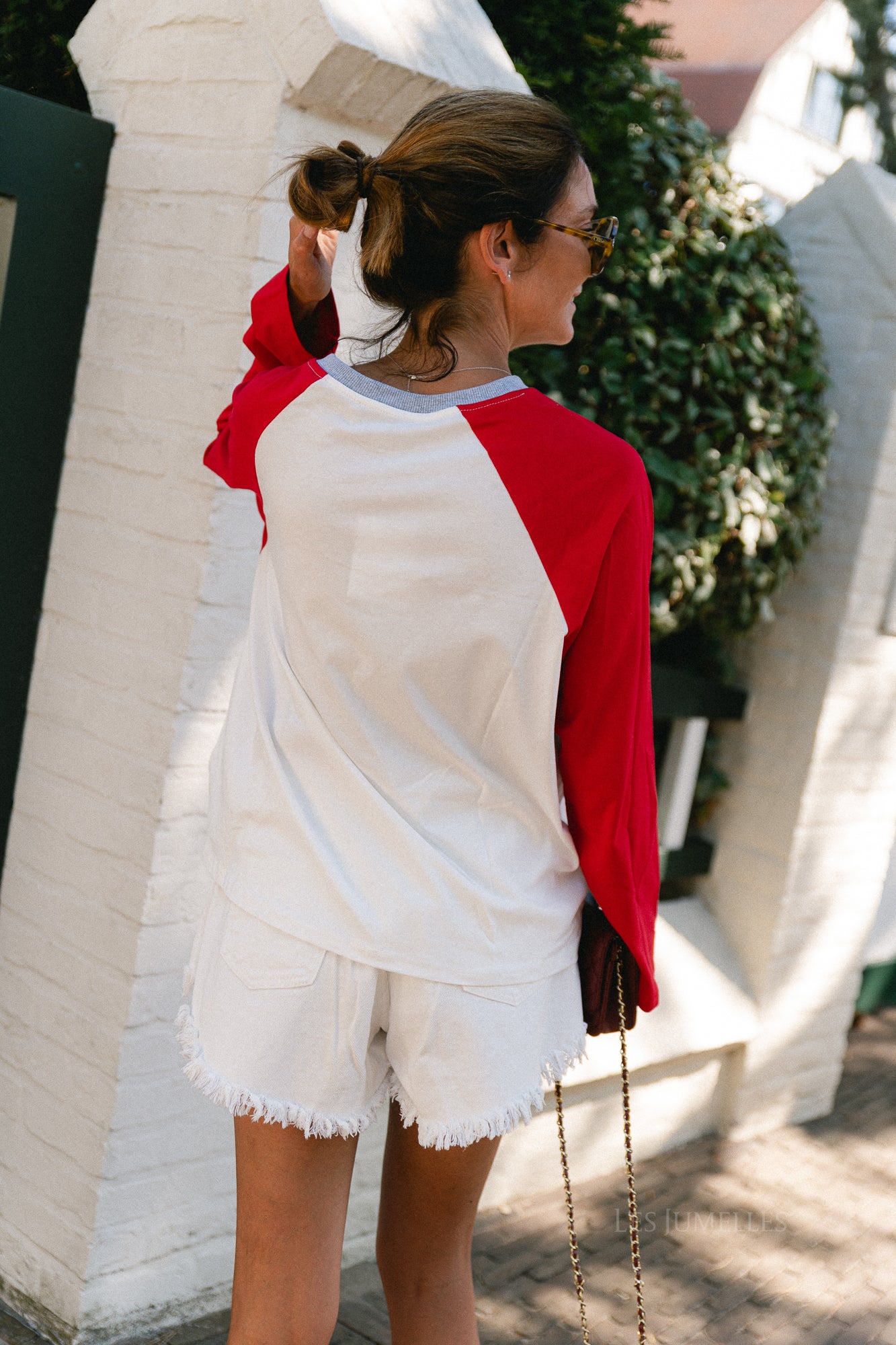 Marie LS shirt white/red