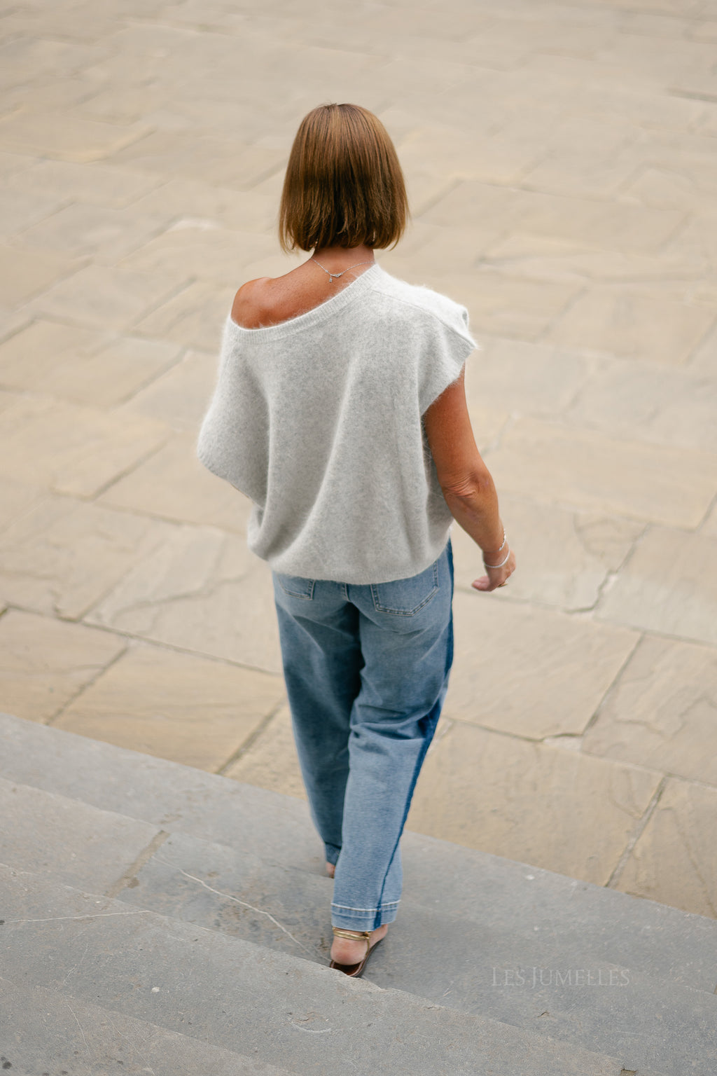 Georgine knitted vest light grey melange
