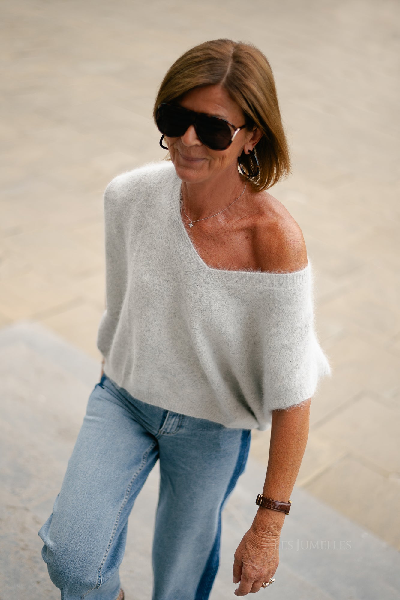 Georgine knitted vest light grey melange