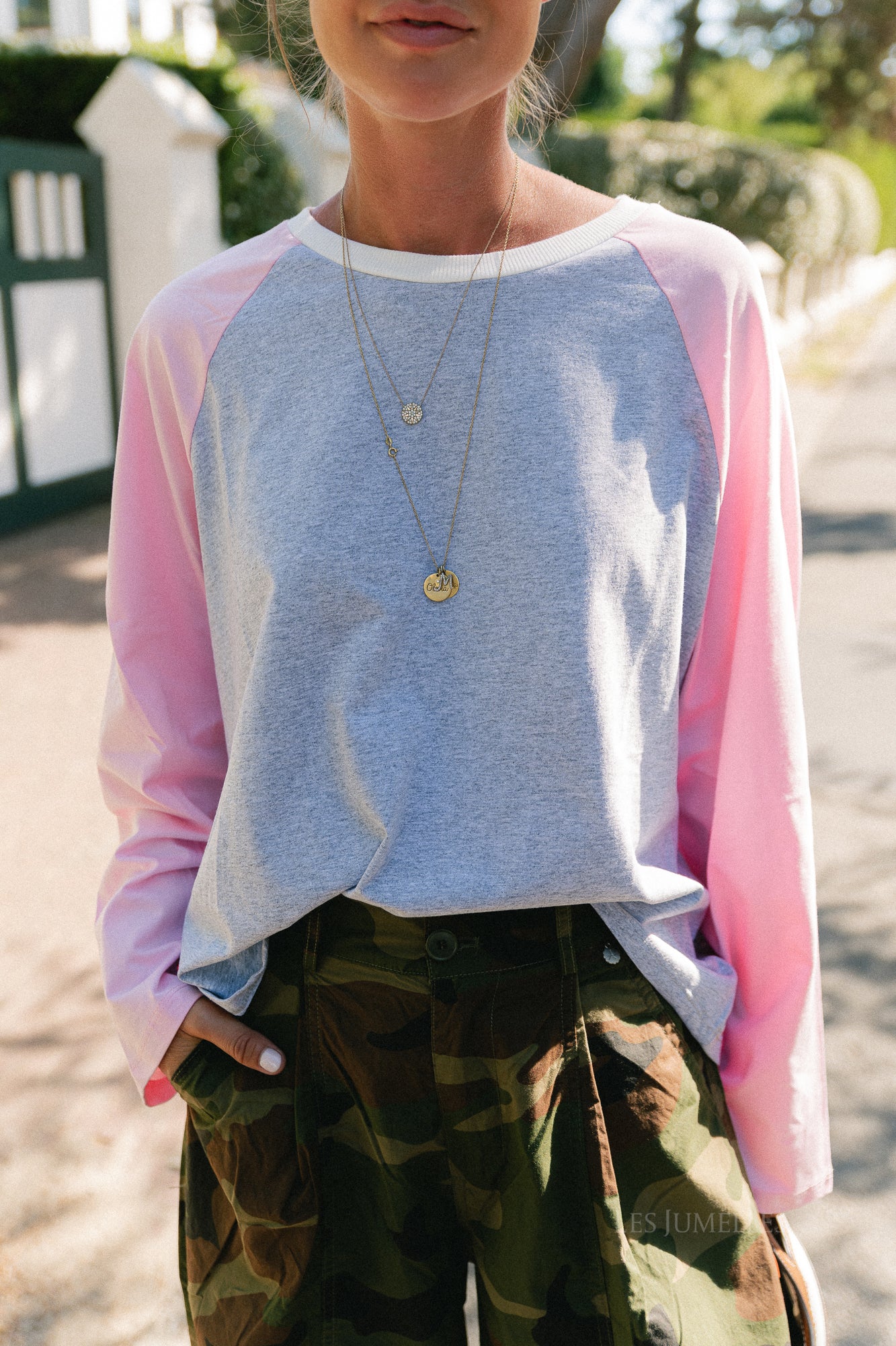 Marie LS shirt grey/pink