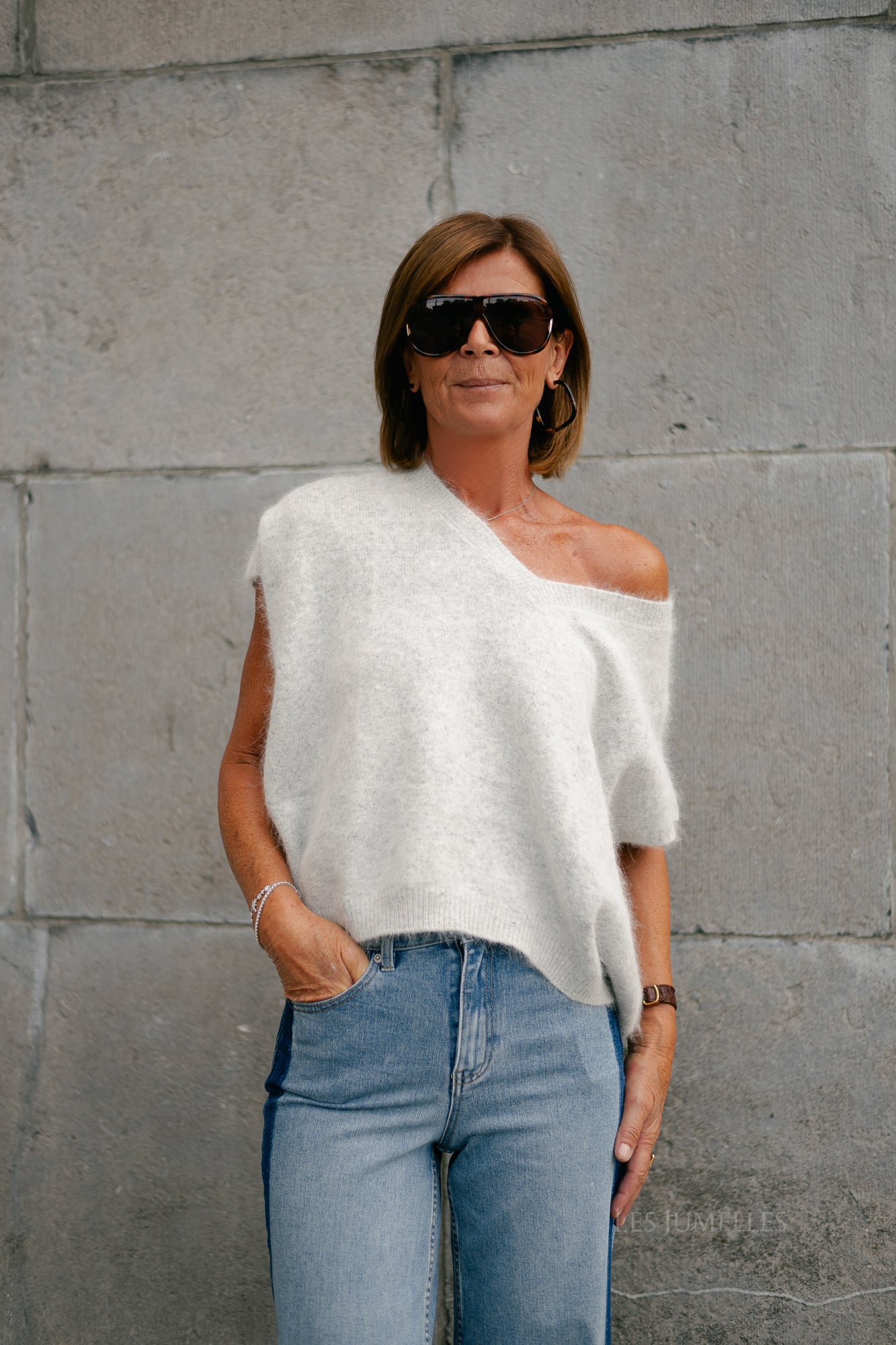 Georgine knitted vest light grey melange
