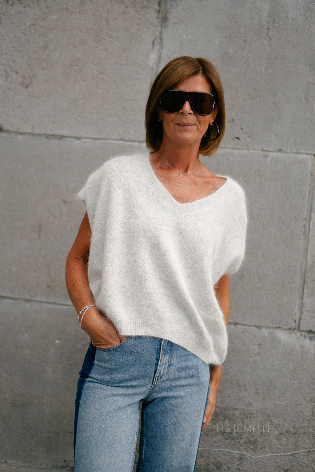 Georgine knitted vest light grey melange
