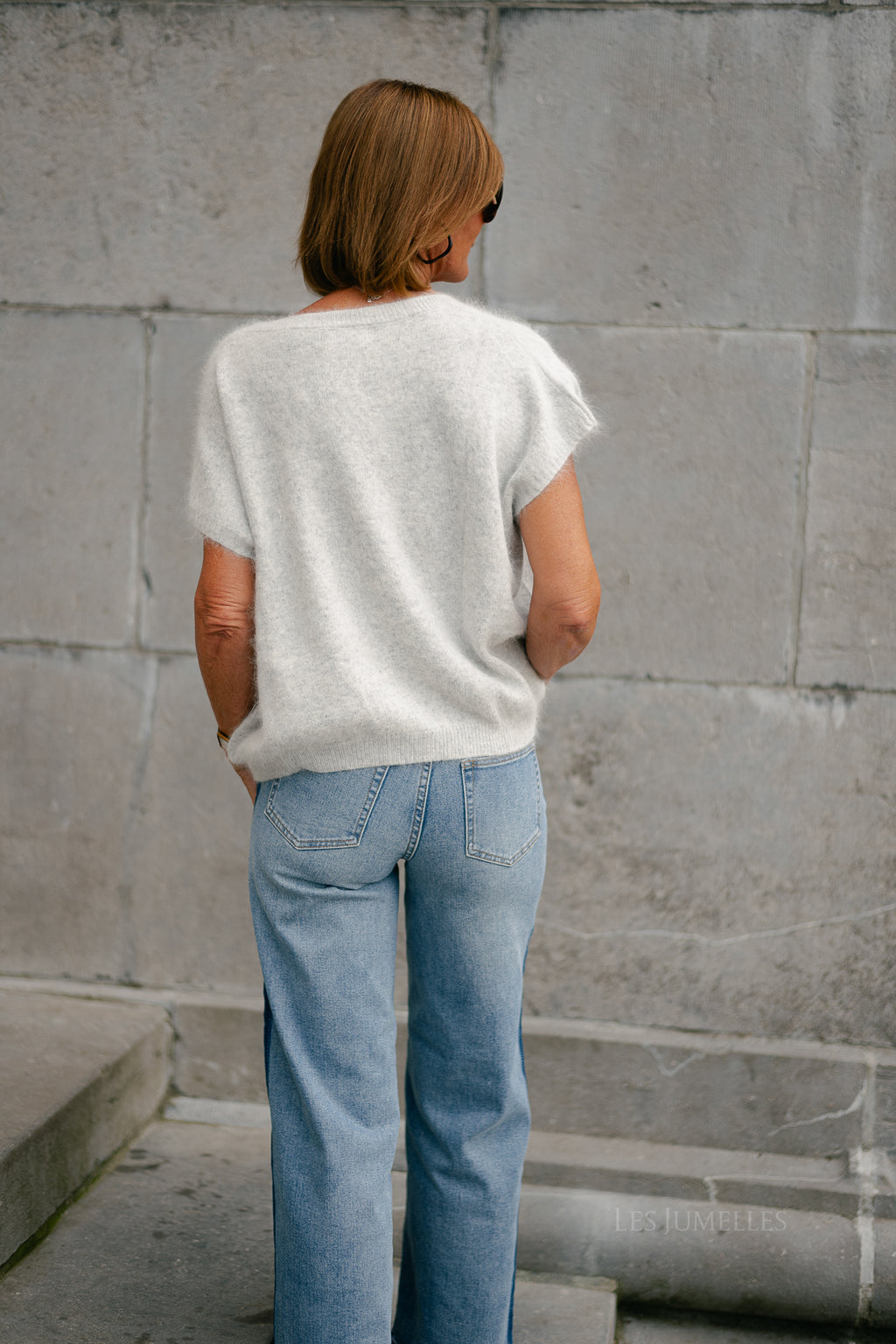 Georgine knitted vest light grey melange