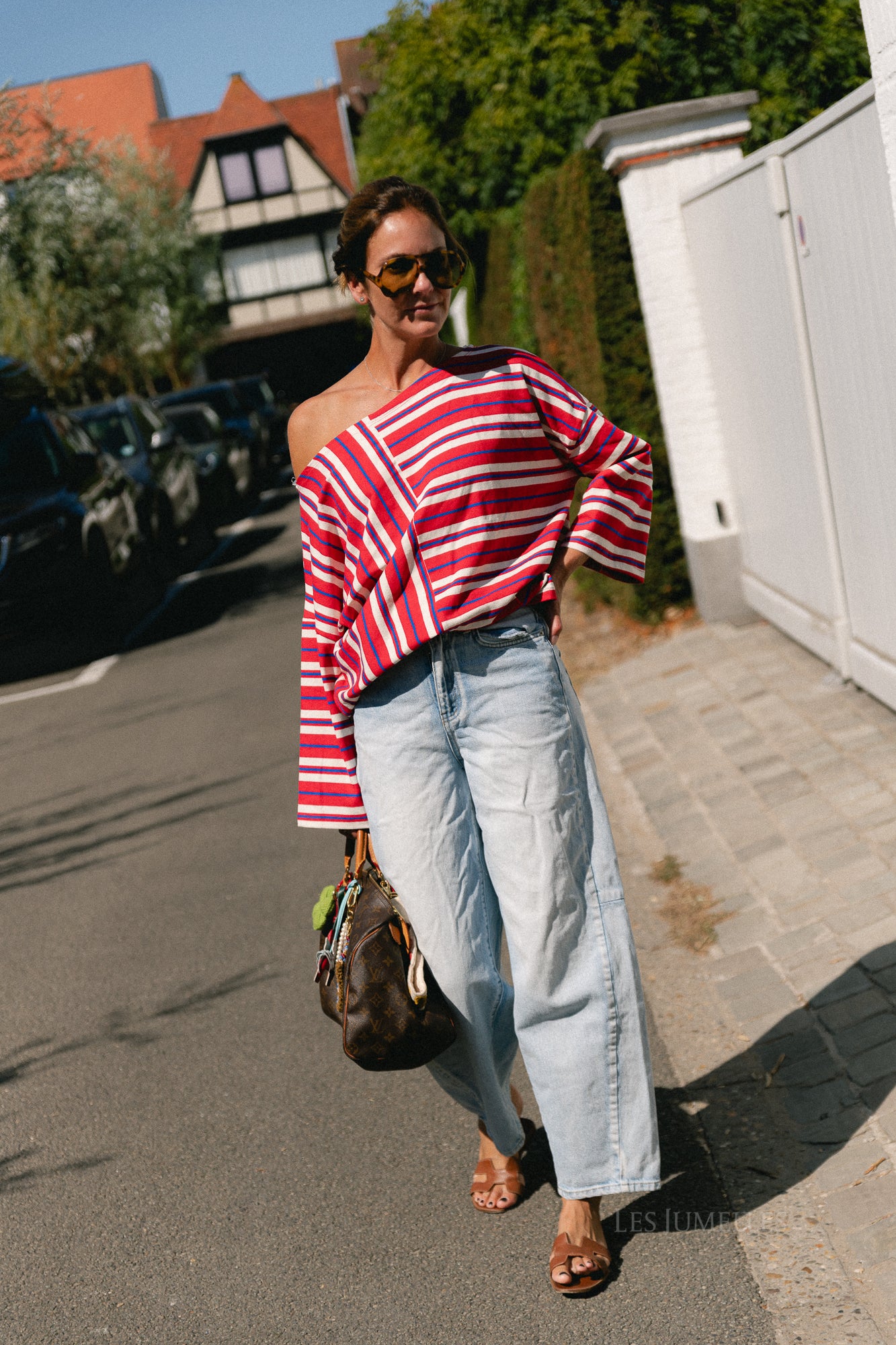 Lynna striped off-shoulder shirt multicolor