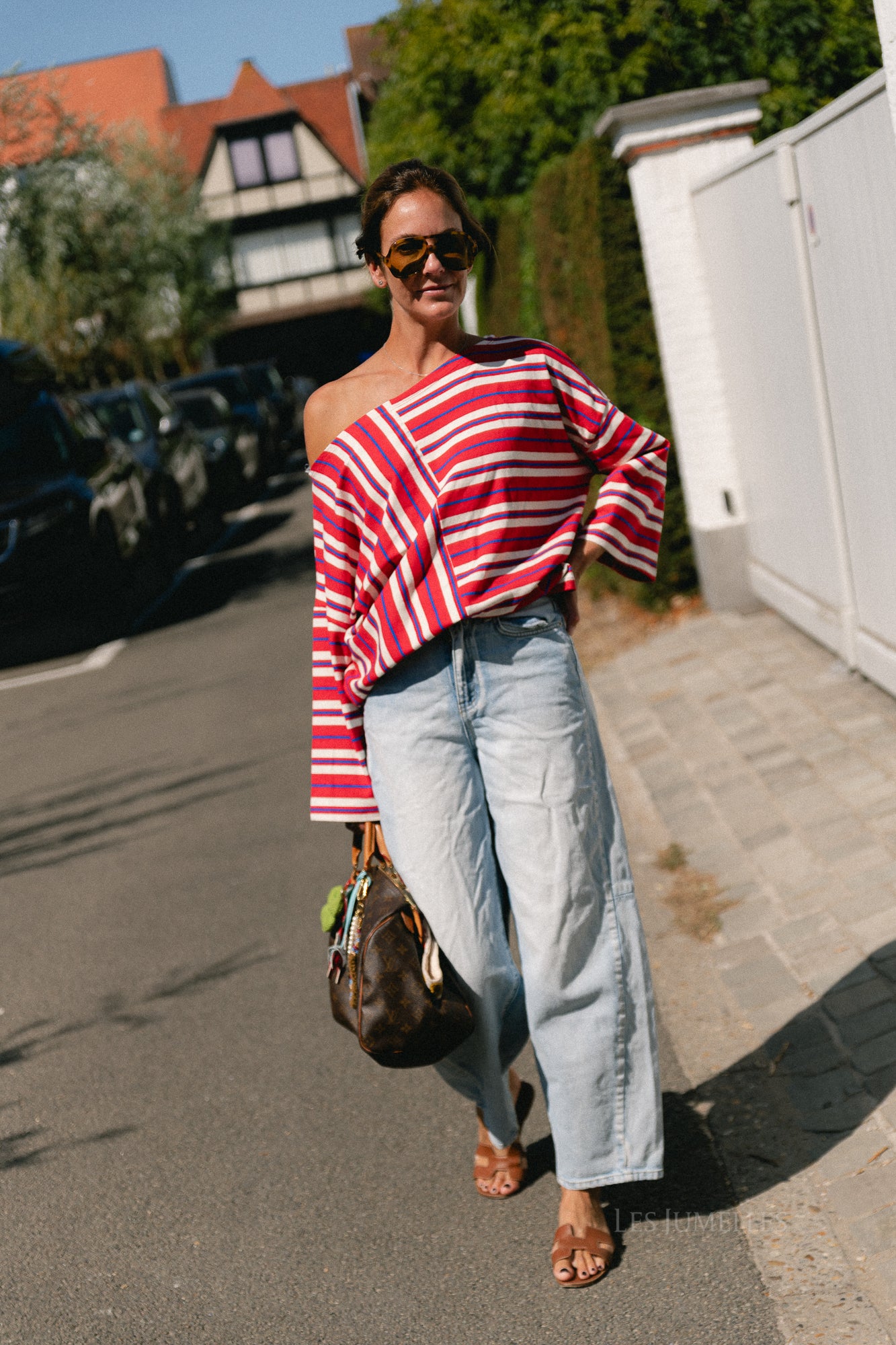Lynna striped off-shoulder shirt multicolor