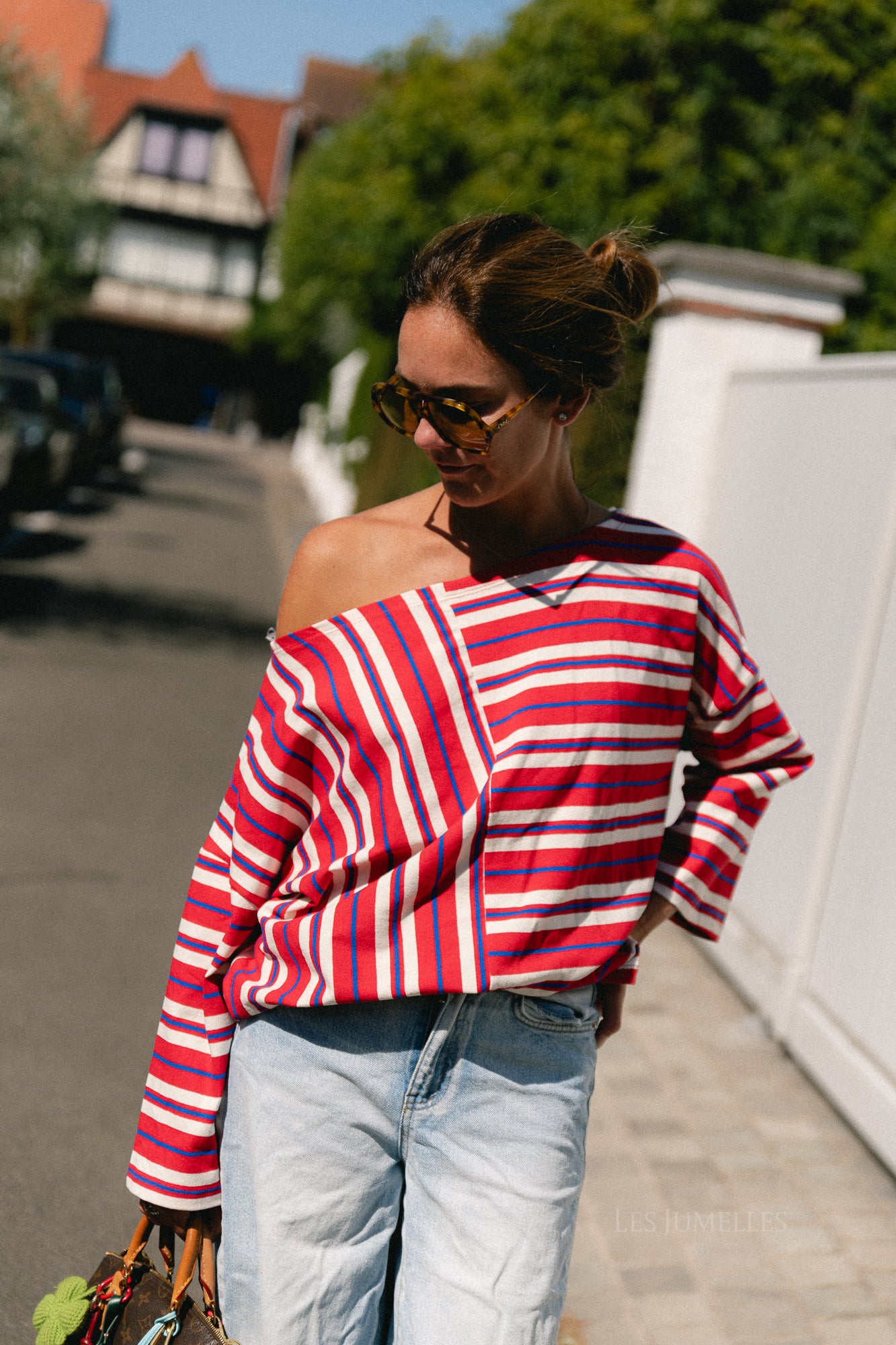 Lynna striped off-shoulder shirt multicolor