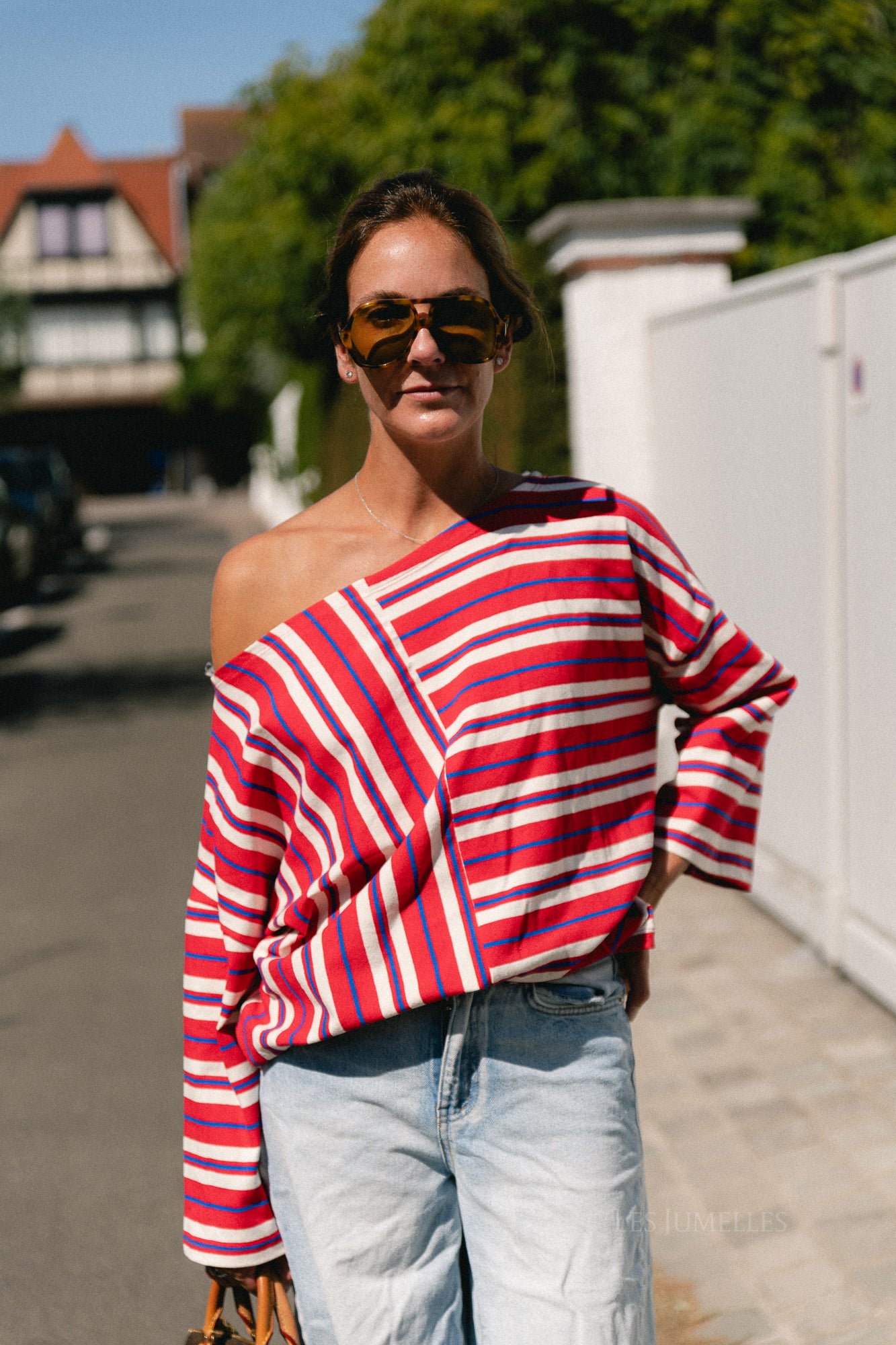Lynna striped off-shoulder shirt multicolor