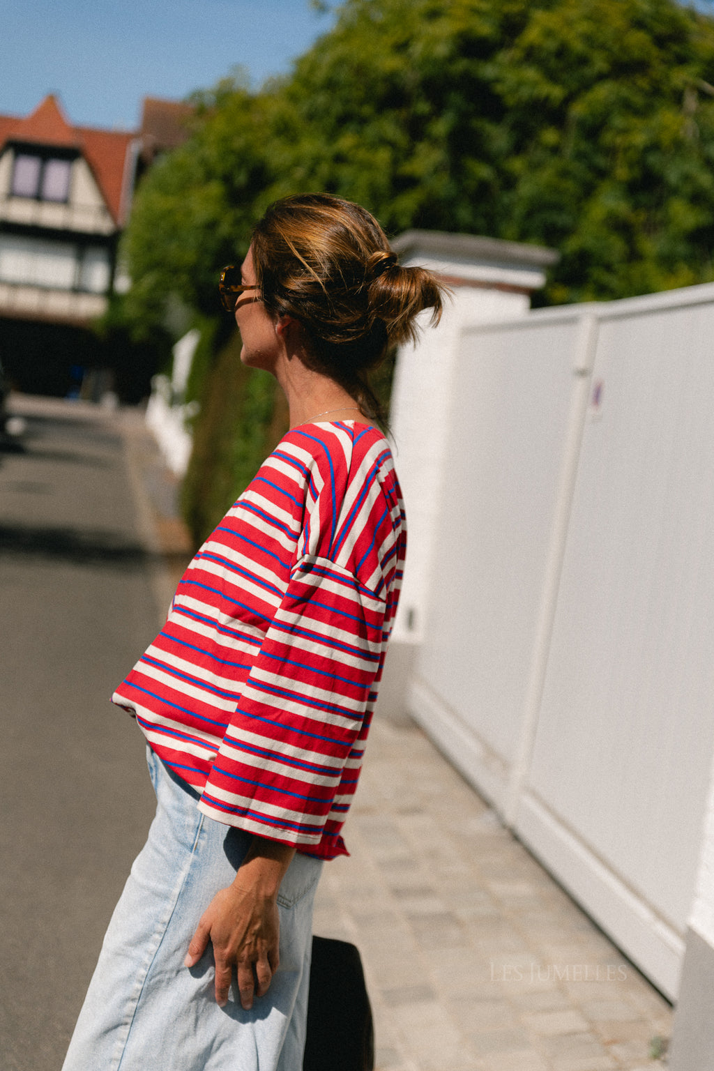 Lynna striped off-shoulder shirt multicolor