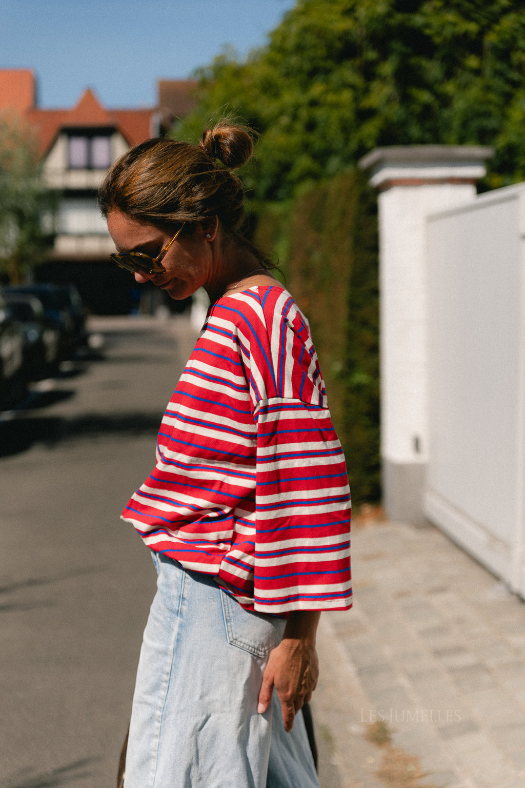 Lynna striped off-shoulder shirt multicolor