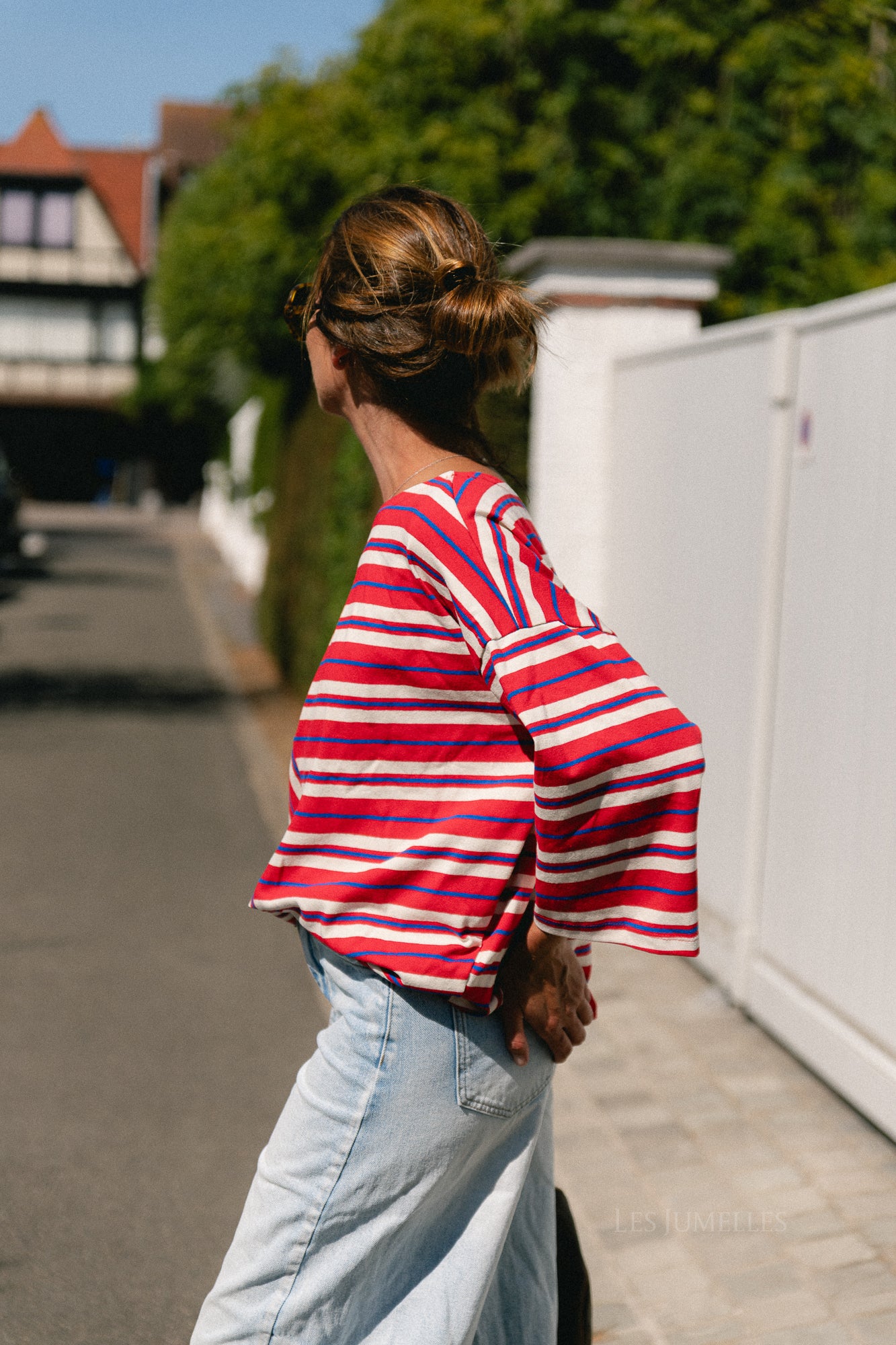 Lynna striped off-shoulder shirt multicolor