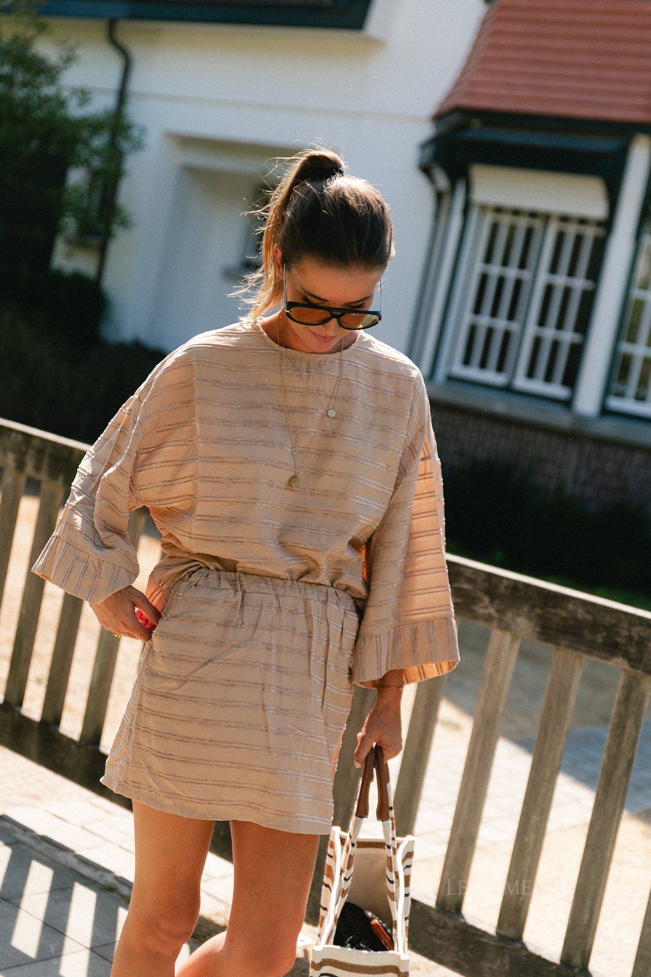 Gigi striped blouse cuban sand