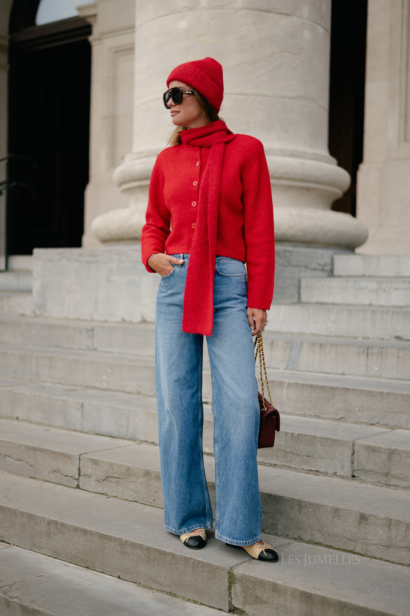 SLFSia LS knit cropped cardigan equestrian red