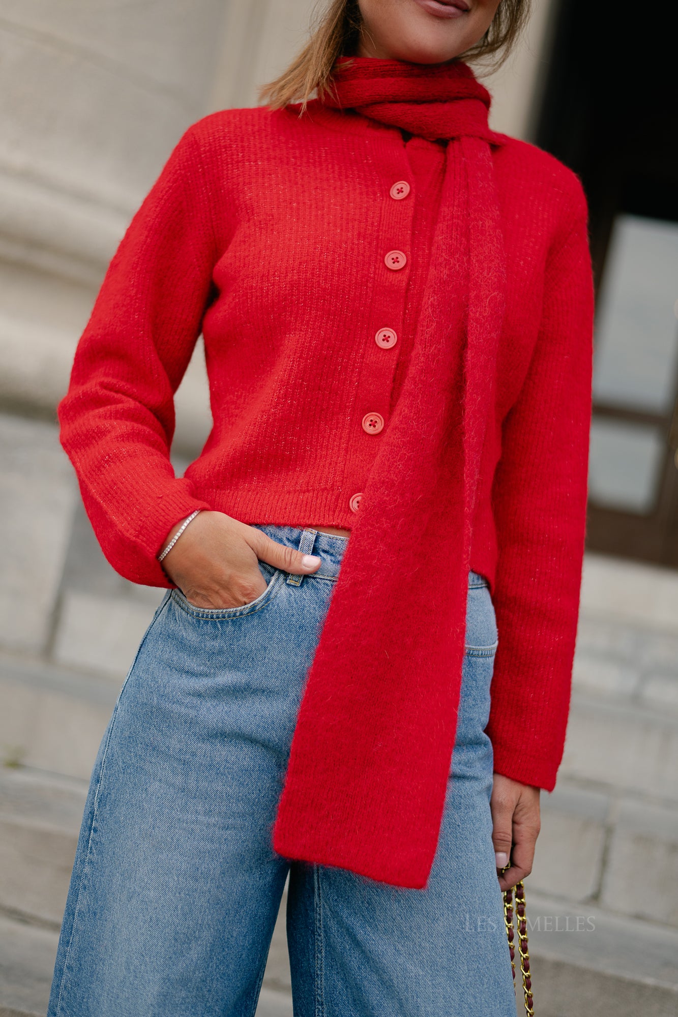SLFFiona alpaca blend scarf equestrian red