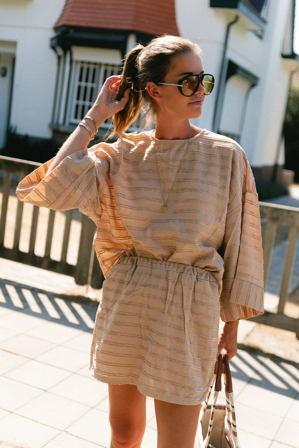 Gigi striped blouse cuban sand