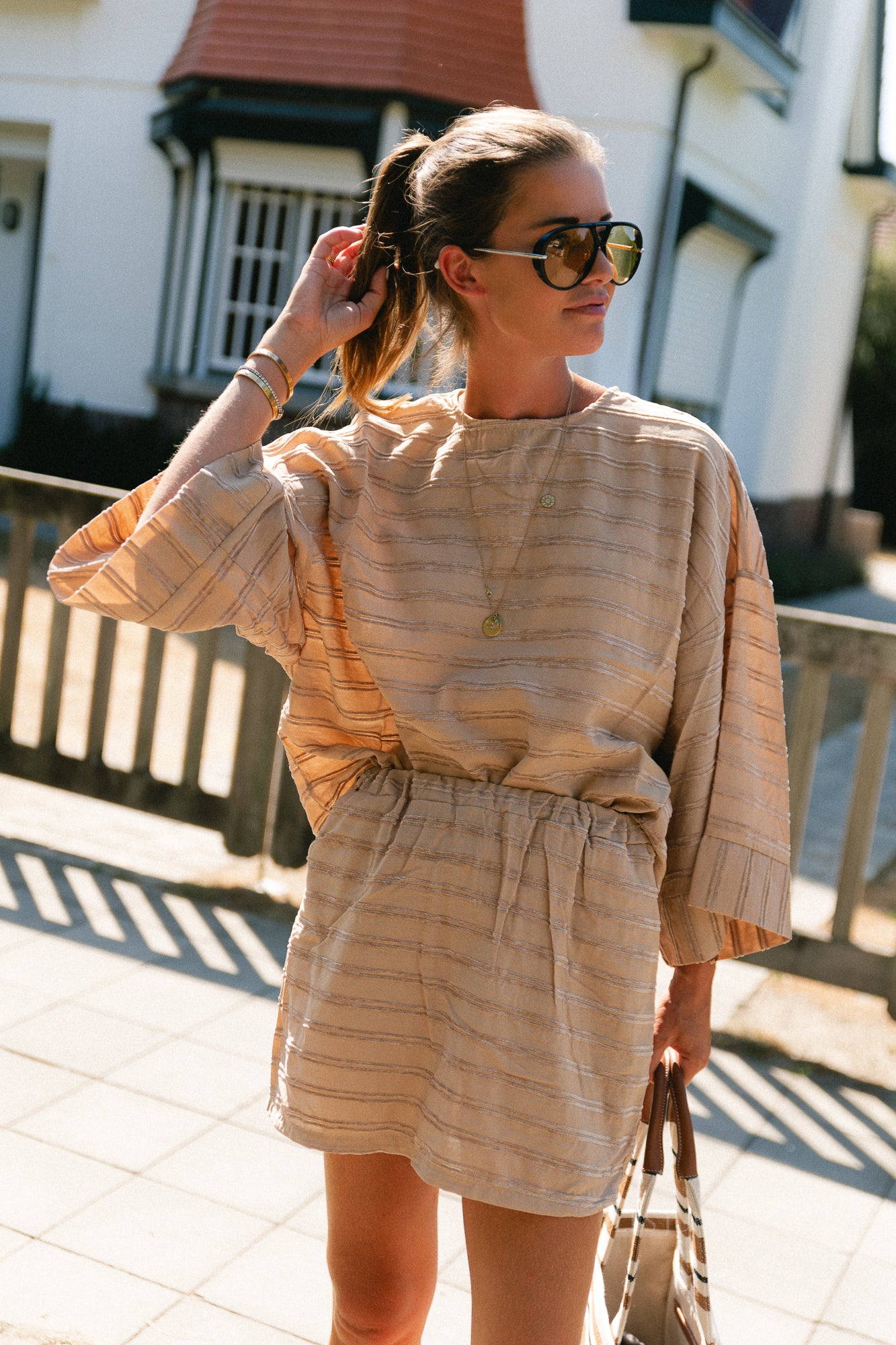 Gigi striped blouse cuban sand