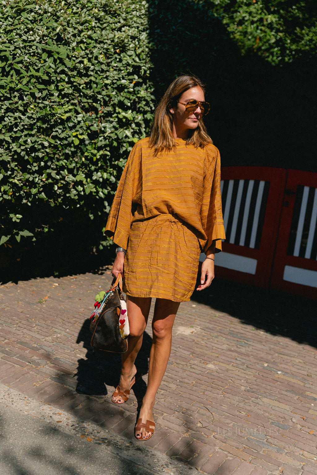 Gigi striped skirt golden brown