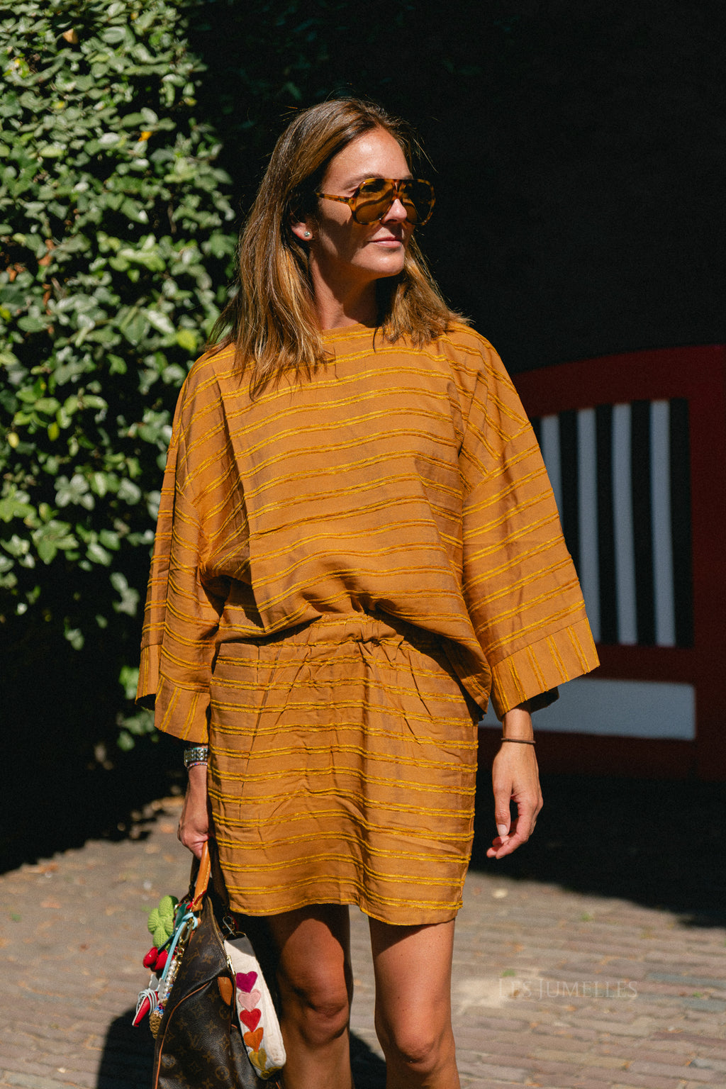 Gigi striped skirt golden brown