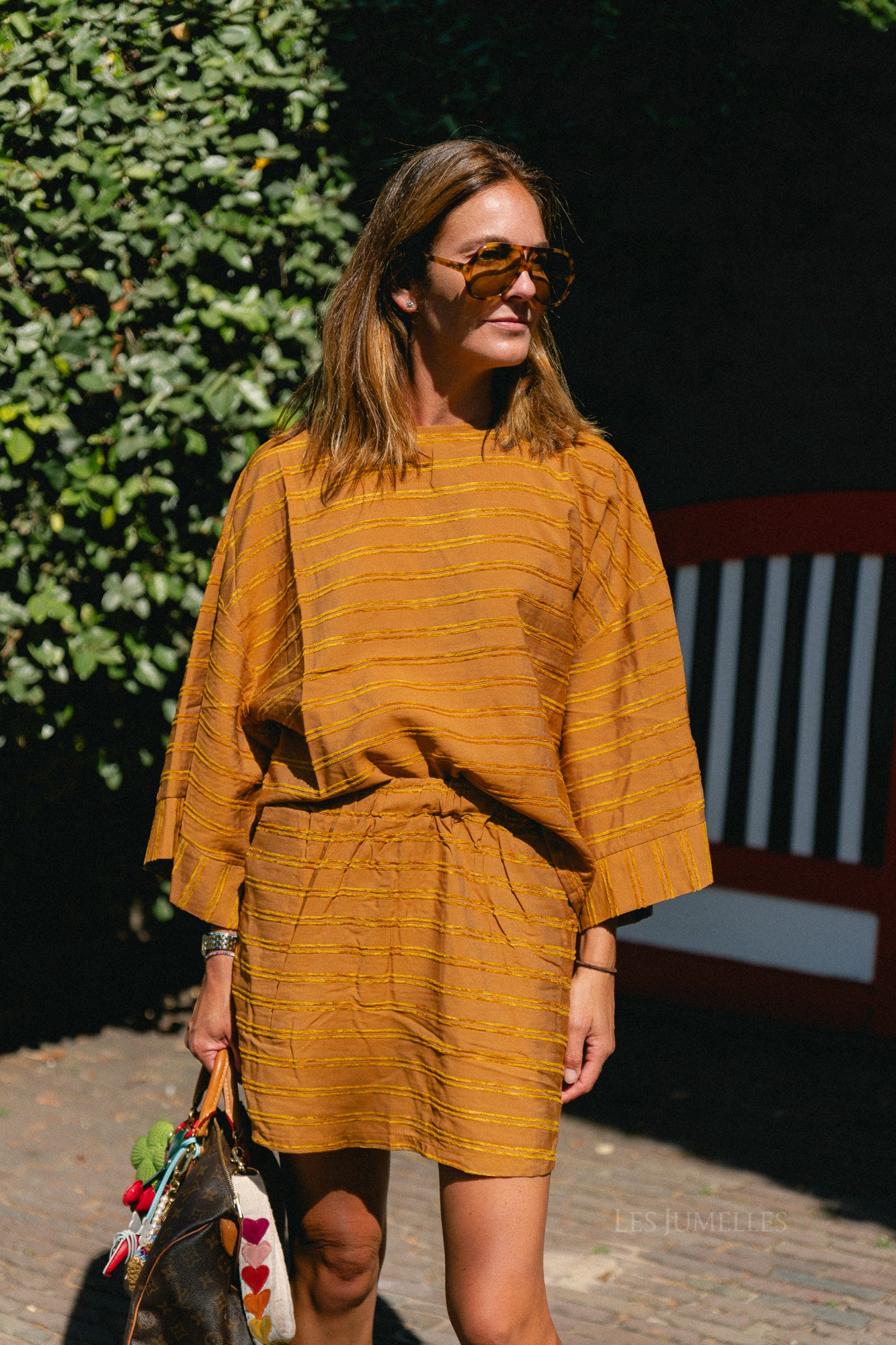Gigi striped blouse golden brown