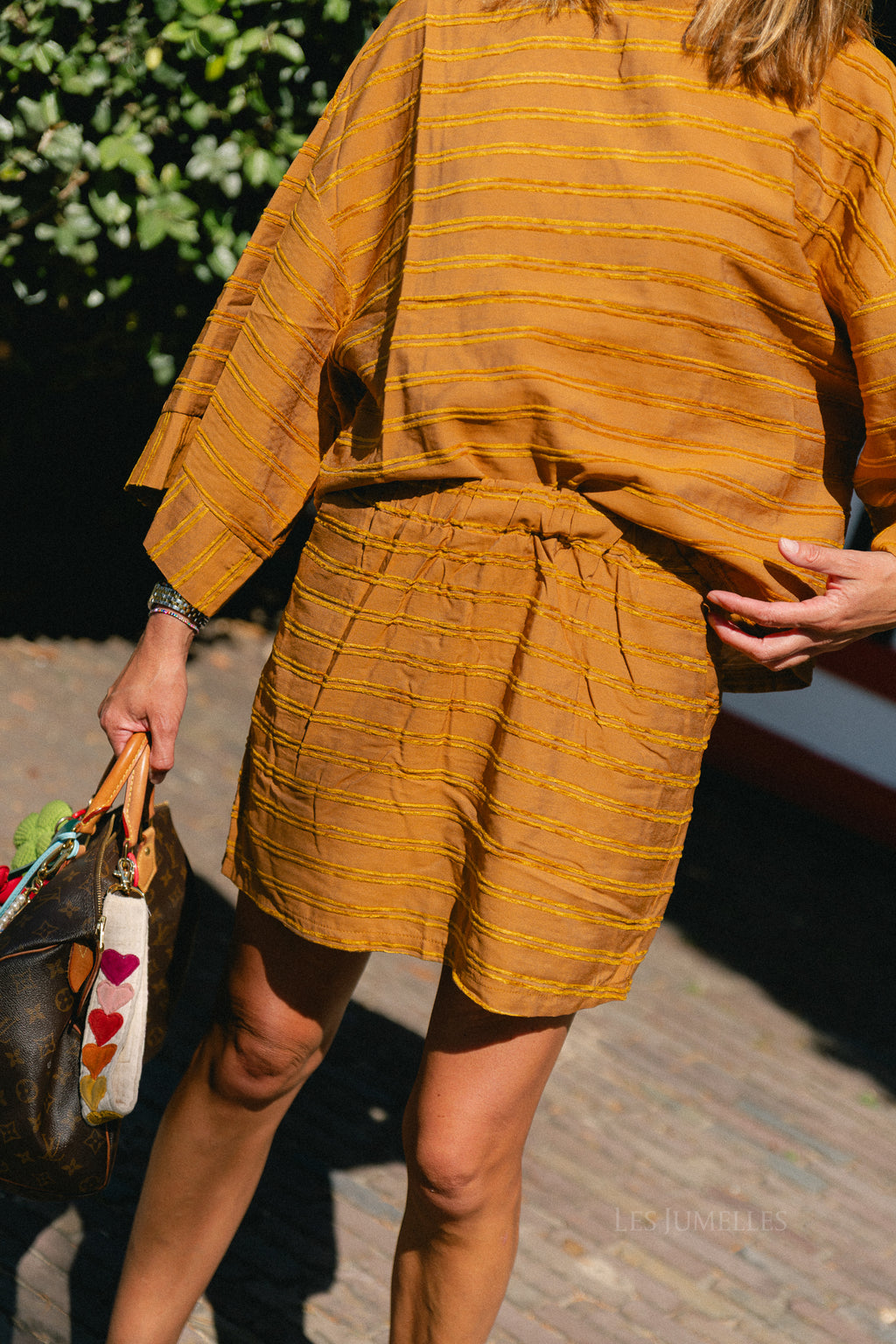 Gigi striped skirt golden brown