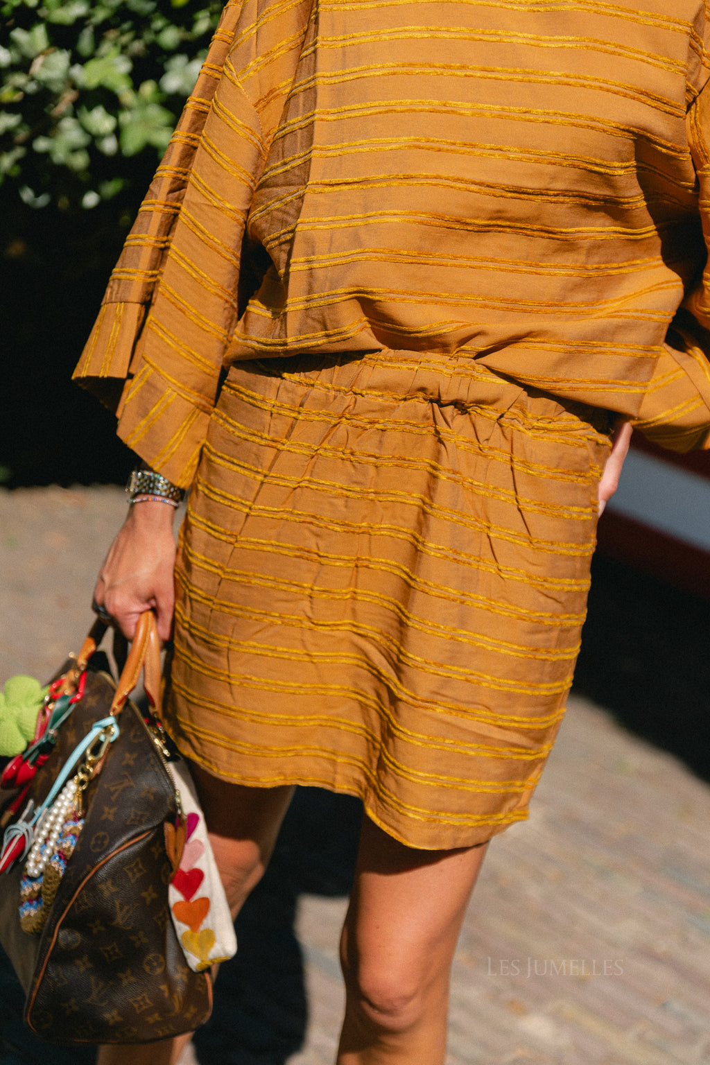 Gigi striped skirt golden brown
