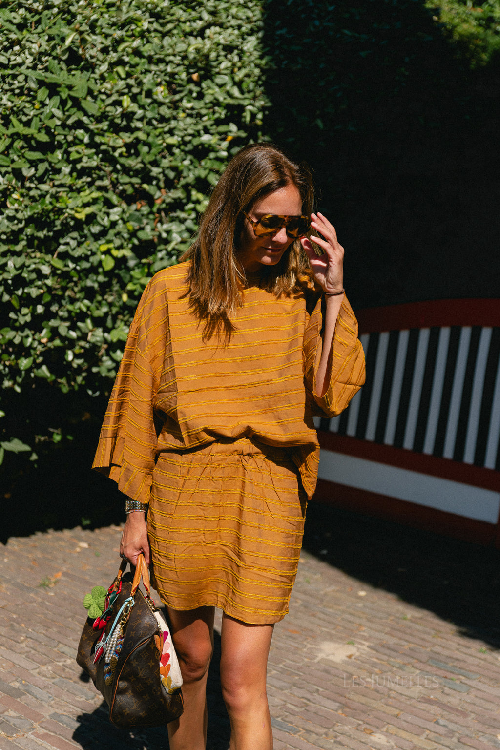 Gigi striped blouse golden brown