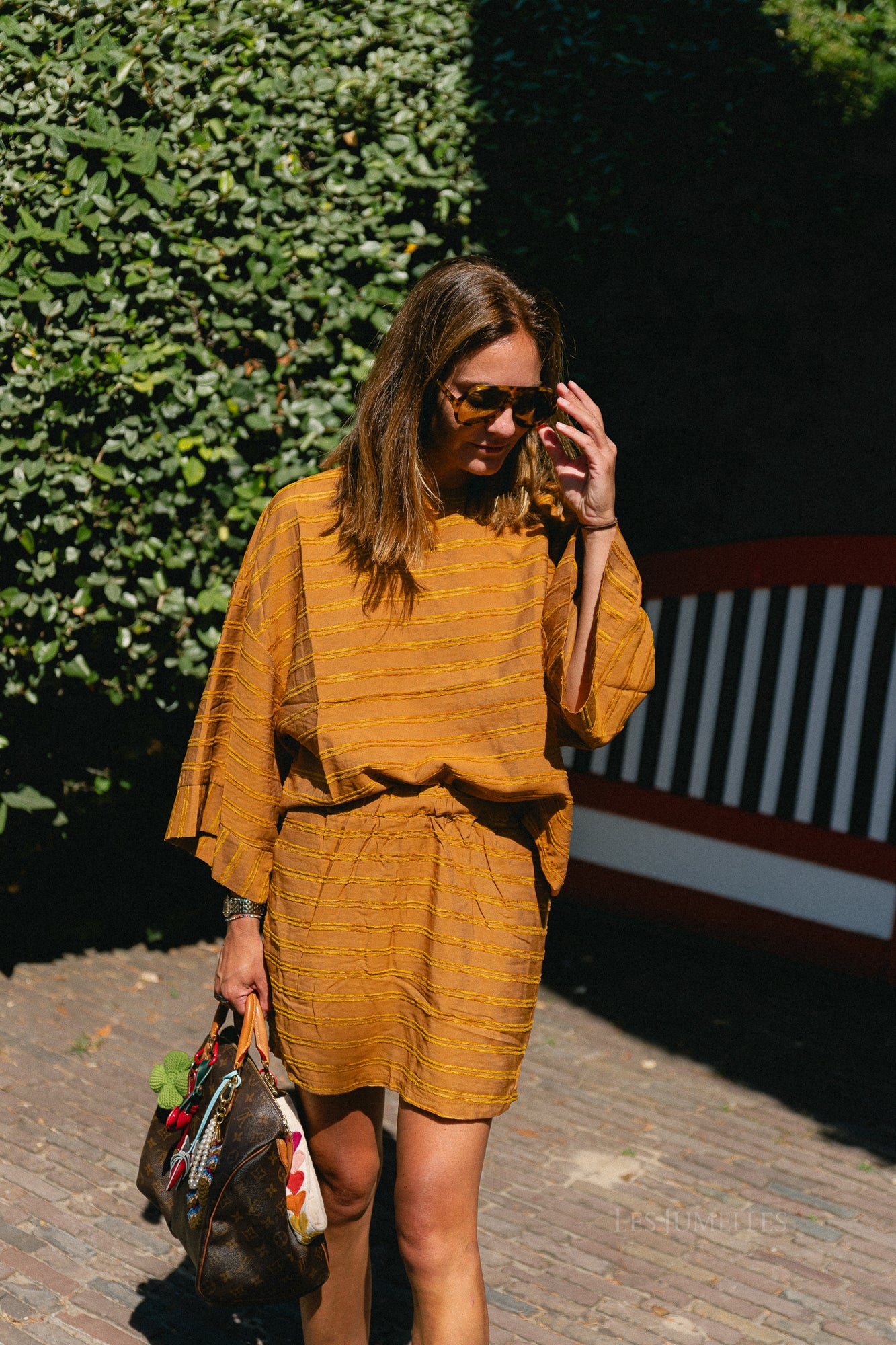 Gigi striped blouse golden brown