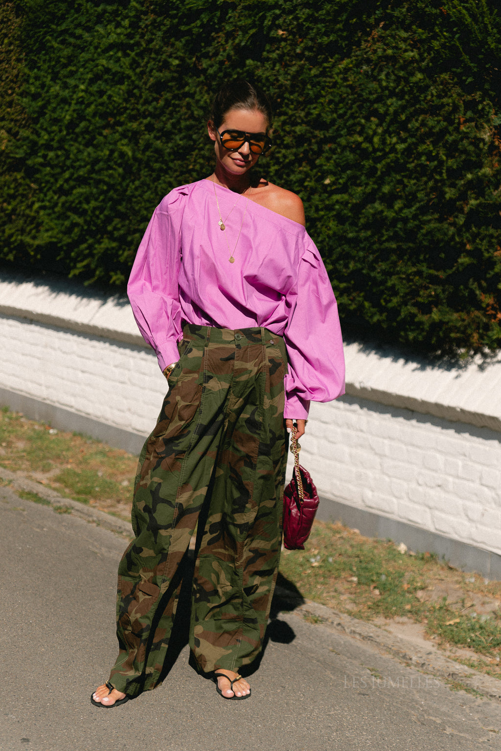 Amandine wide-leg pants camouflage print